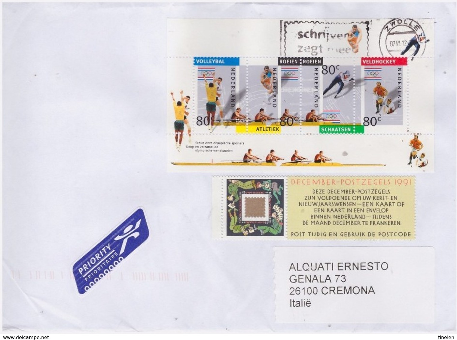 OLANDA - 2012 BUSTA CON FOGLIETTO OLIMPIADI  1992 ED ALTRI - Storia Postale