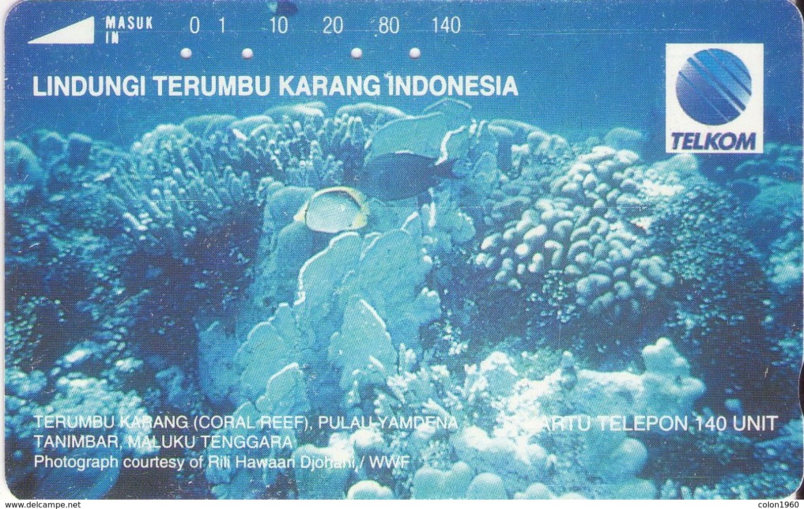 TARJETA TELEFONICA  DE INDONESIA. CORAL MARINO (009) - Indonésie