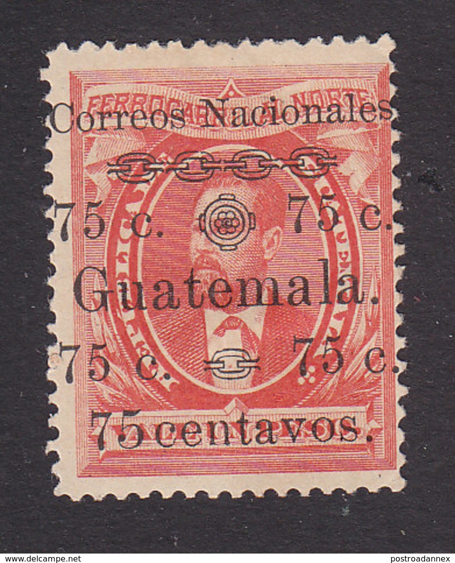 Guatemala, Scott #28e, Mint Hinged, Barrios Surcharged, Issued 1886 - Guatemala