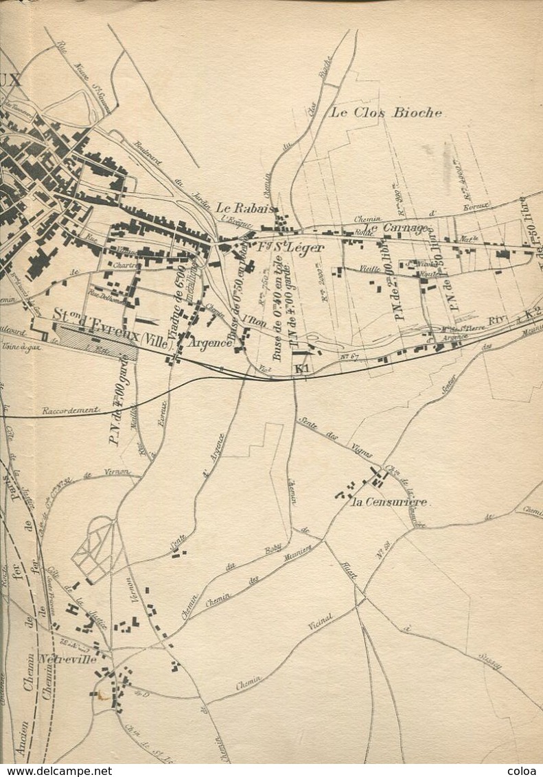 Chemins De Fer De L’Ouest Ligne D’Evreux à Elbeuf Plan Général - Europe