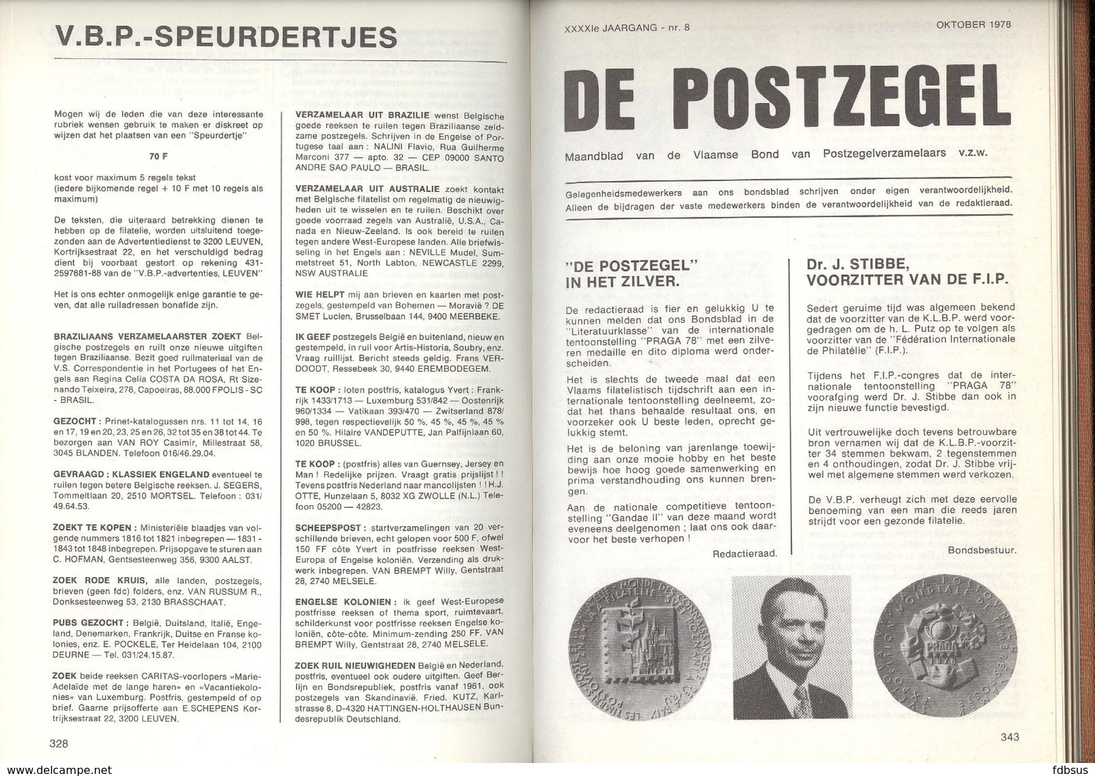 DE POSTZEGEL - ZEER MOOI EN PROPER INGEBONDEN - COMPLETE 41e JAARGANG 1978 - VEEL INFO MET INHOUDSTAFEL -  EXTRA MOOI - Néerlandais