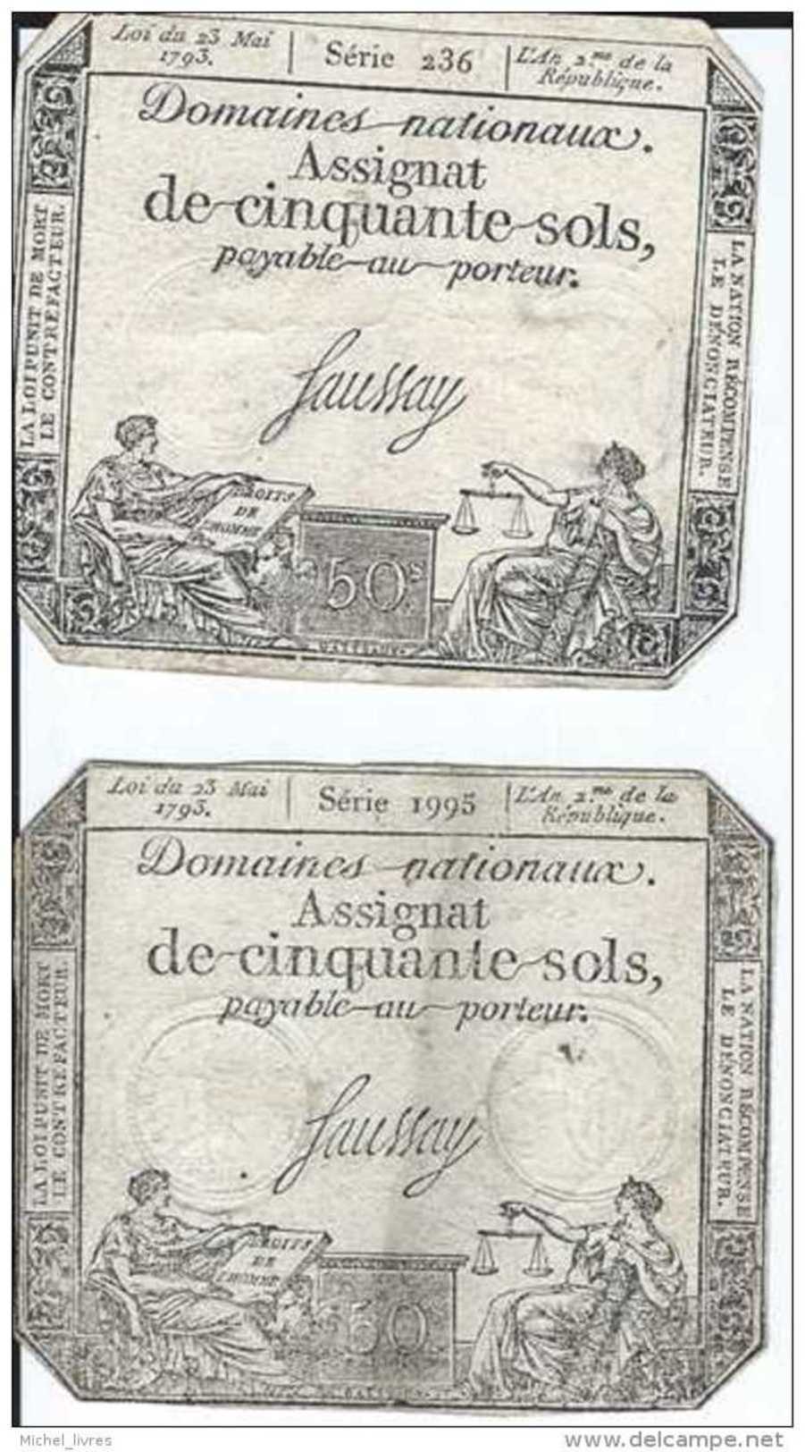 Deux Assignats De Cinquante Sols - 1793 - BE - Assignats & Mandats Territoriaux