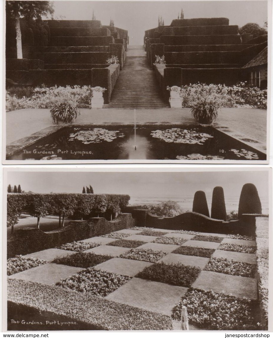 TWO REAL PHOTOGRAPHIC POSTCARDS OF THE GARDENS - PORT LYMPNE NR. HYTHE - KENT - Other & Unclassified