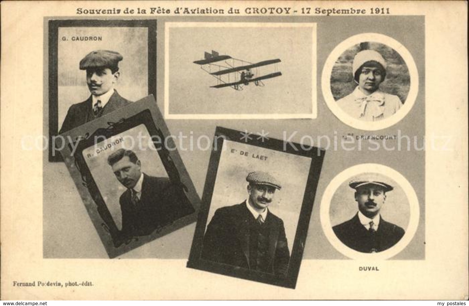 31743458 Flugzeuge Zivil Souvenir De La Fete D'Aviation Du Crotoy 1911 Piloten C - Altri & Non Classificati
