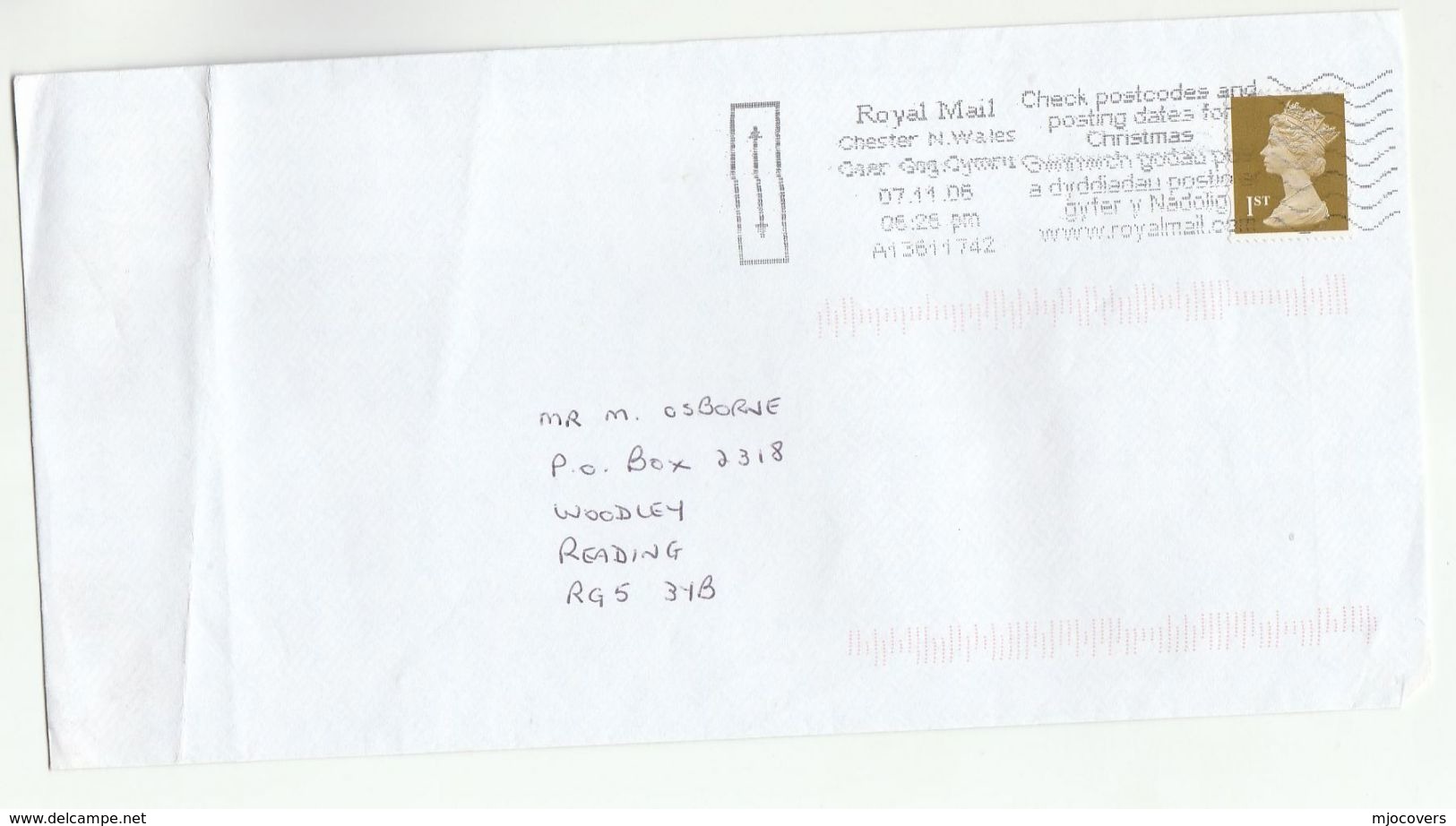 2006 Chester GB COVER SLOGAN Pmk CHECK POSTCODE AND POSTING DATES FOR CHRISTMAS, Stamps - Covers & Documents