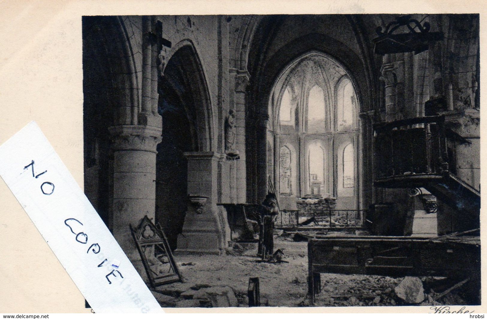 02 Aisne, Craonne Die Kirche (intérieur), Carte Allemande 14/18 - Craonne