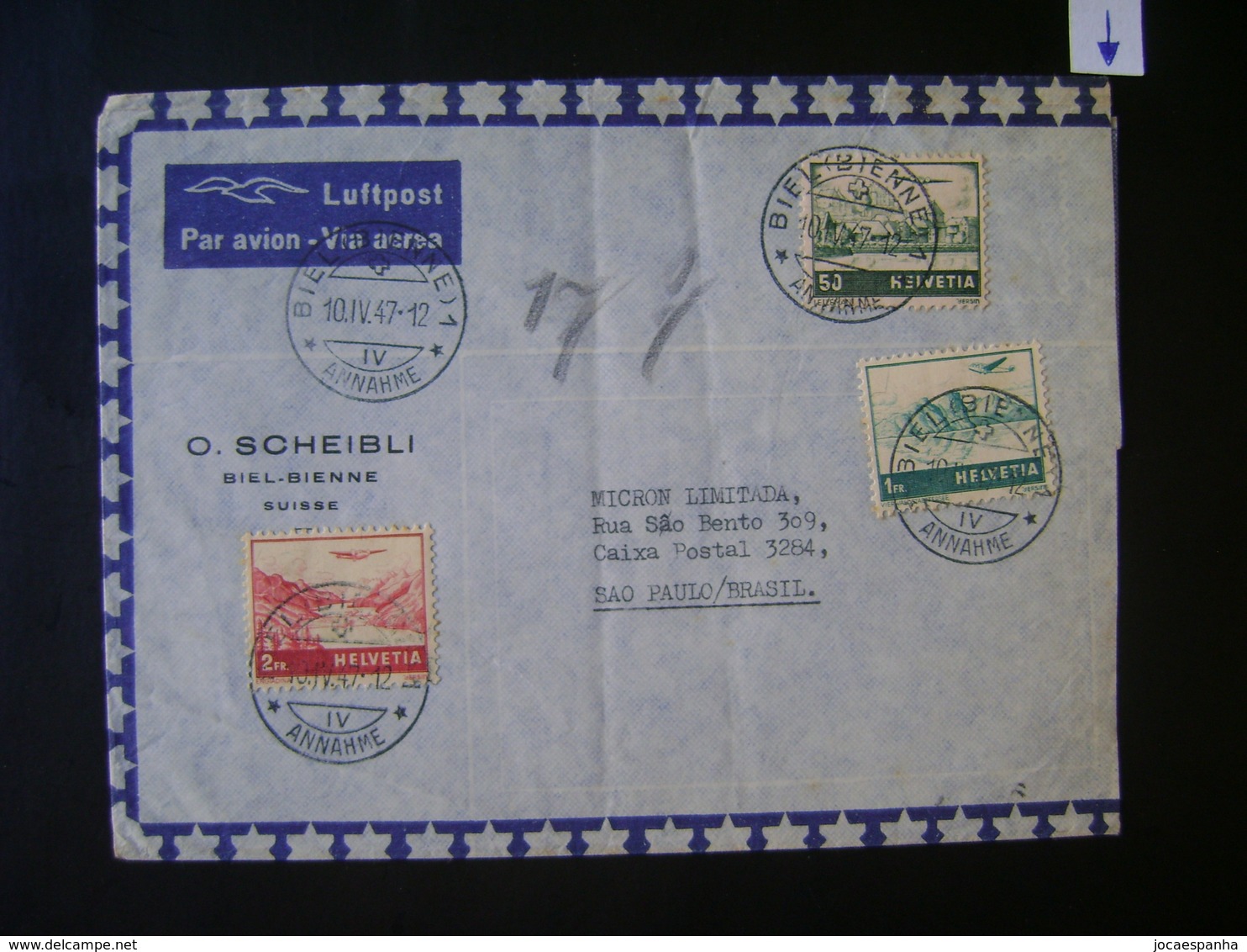 SWITZERLAND - LETTER SENT FROM BIEL - BIENNE TO BRAZIL IN THE STATE - Brieven En Documenten