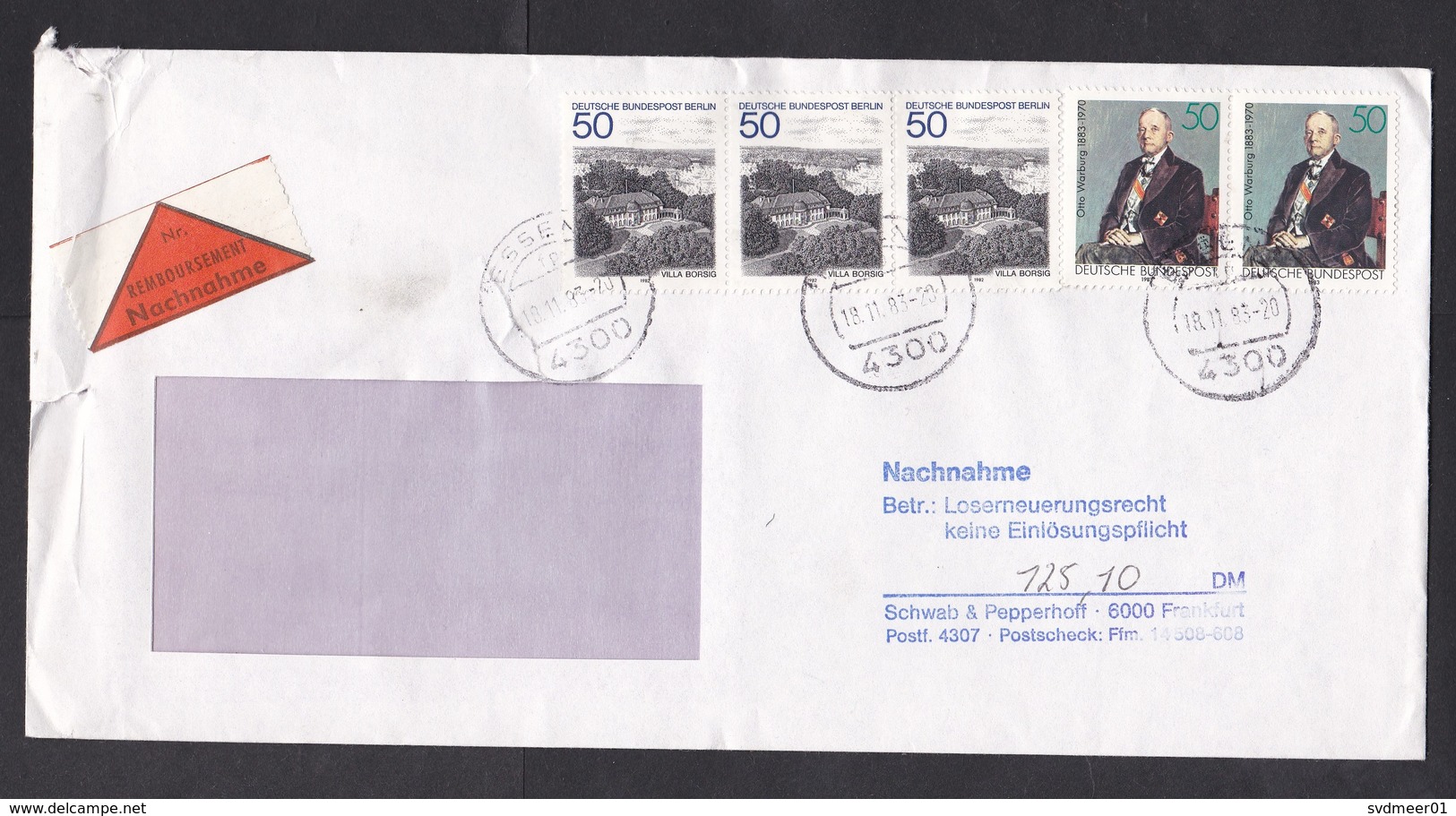 Germany: Cover, 1983, 5 Stamps, Payment On Delivery, Nachnahme Label (minor Damage, See Scan) - Brieven En Documenten