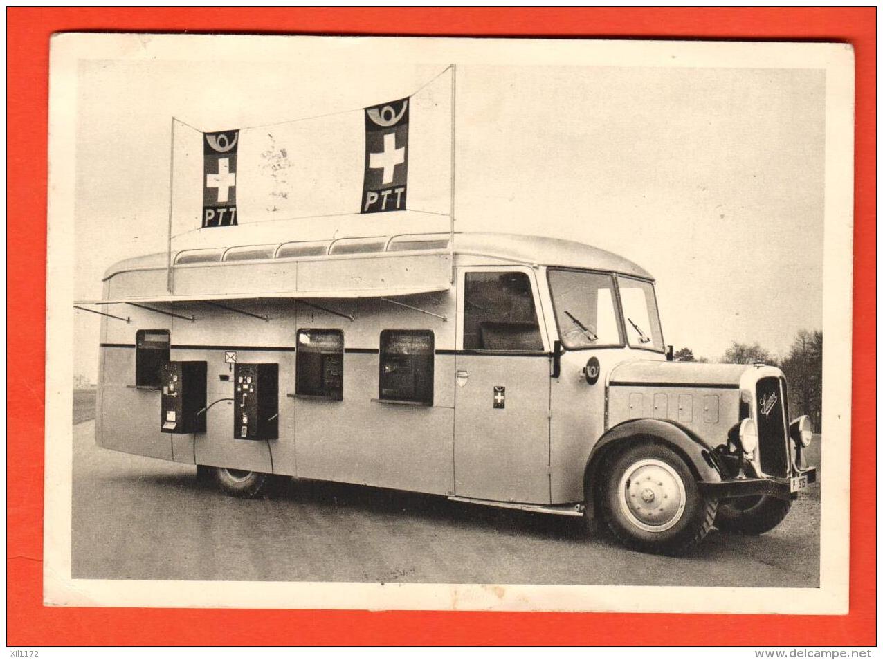 GBV-39 Bureau De Poste Suisse Automobile Sur Chassis Saurer. Circulé En 1937. Grand Format - Post & Briefboten