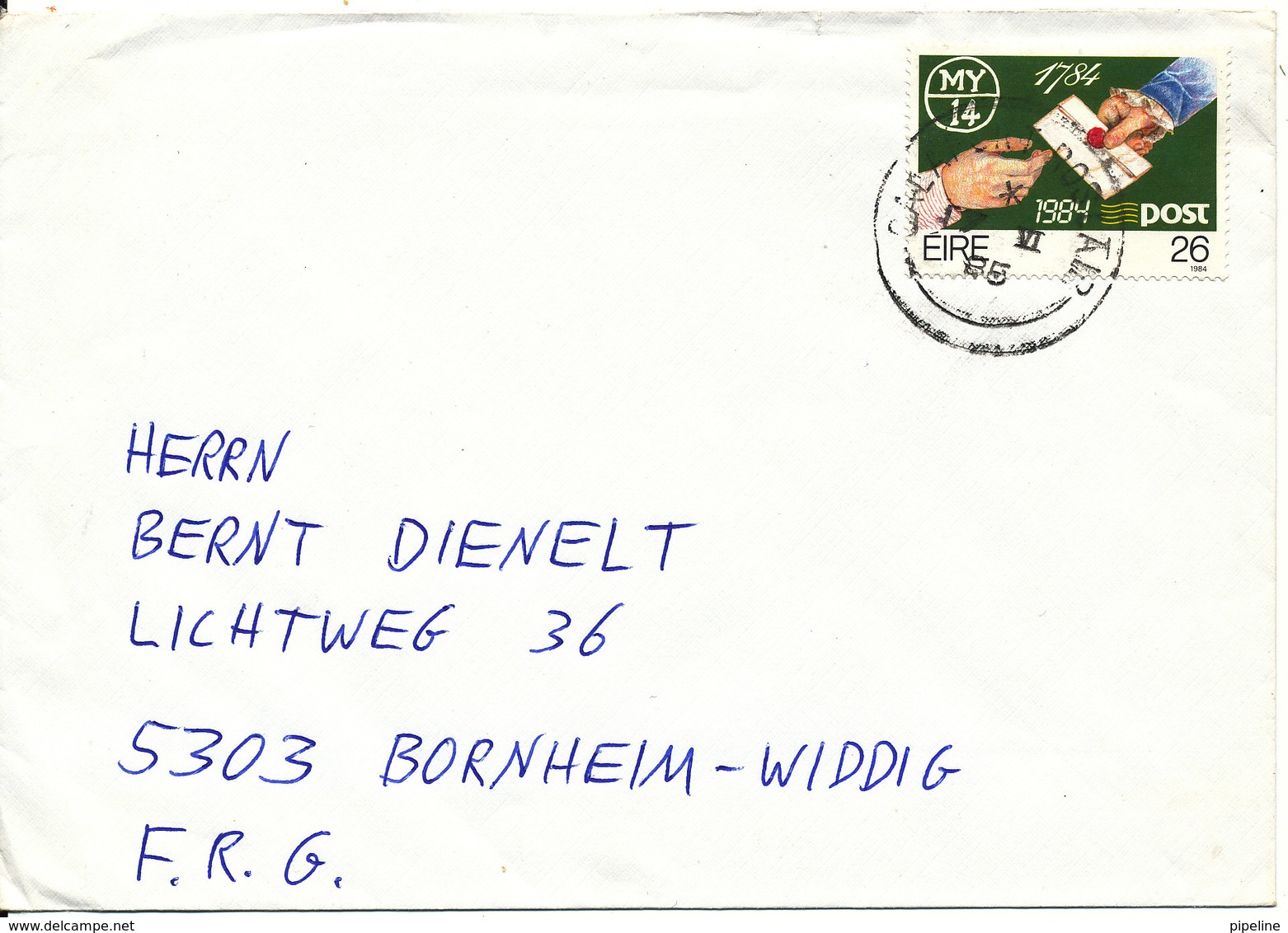 Ireland Cover Sent To Germany 17-6-1985 Single Franked - Covers & Documents