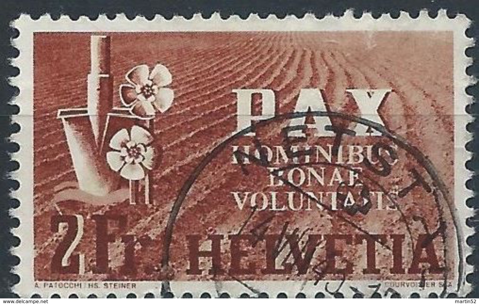 Schweiz Suisse PAX 1945 (2Fr): Zu 271 Mi 456 Yv 414 Mit O NETSTAL 4.VIII.45 (Zumstein CHF 250.00) Start Zu 10% ! - Oblitérés