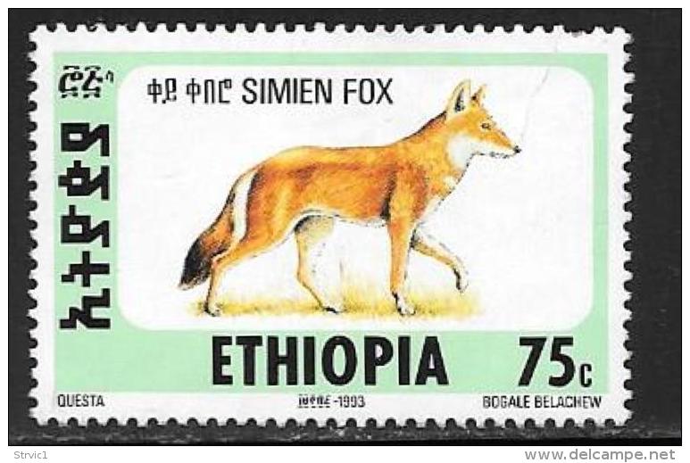 Ethiopia, Scott # 1393O Used Simien Fox, 1994, Tear At Top - Ethiopia