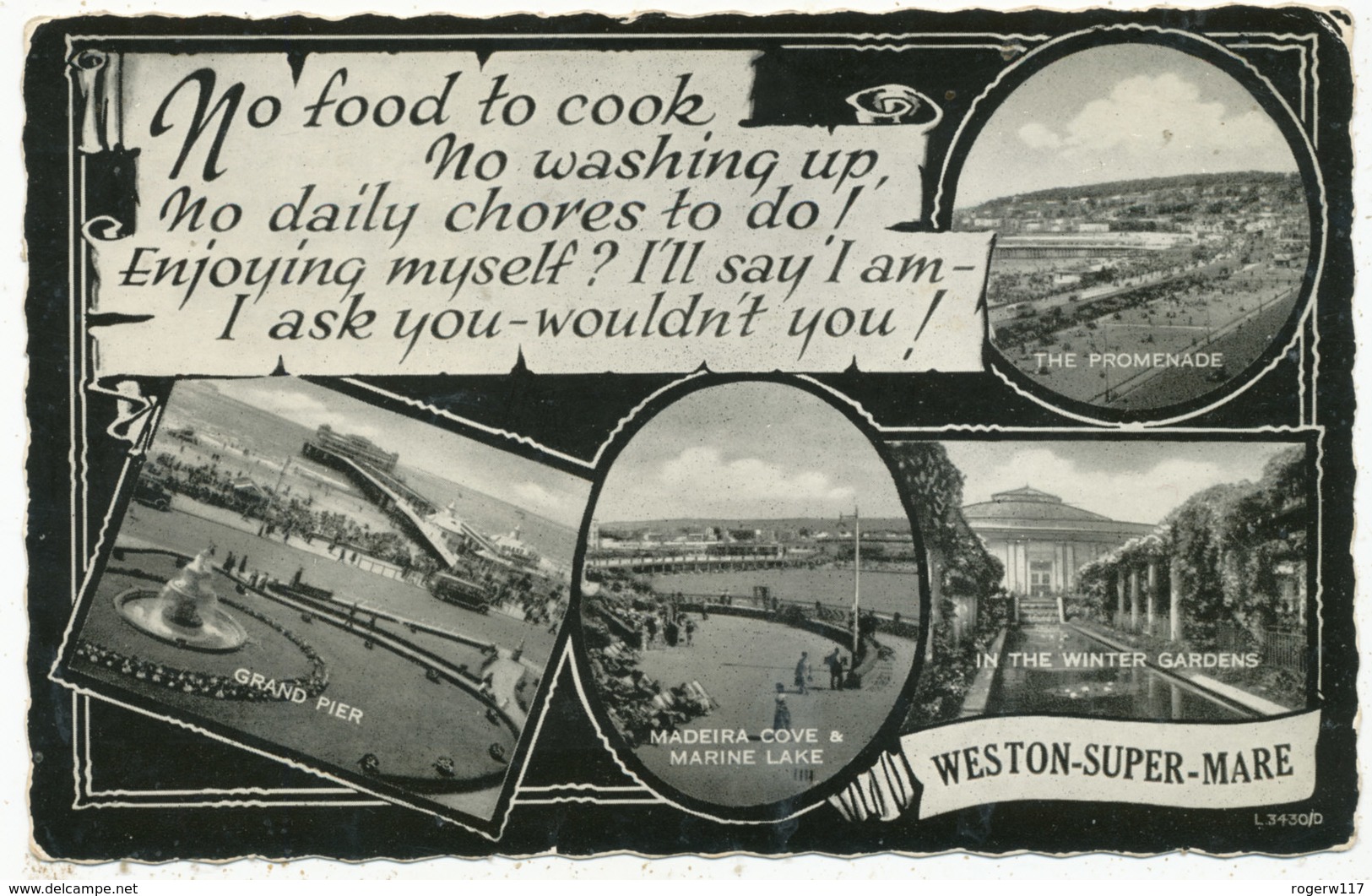 No Food To Cook, No Washing Up………..Weston-super-Mare, 1950s/60s Postcard - Weston-Super-Mare