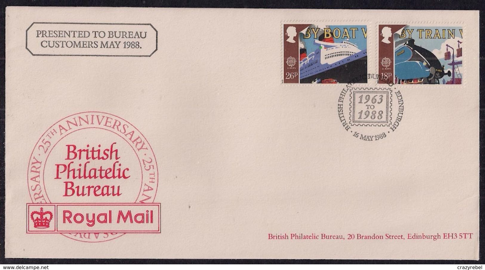 GB 1988 QE2 26p & 18p Stamps On Comm. Cover 25th Anniv.Philatelic Bureau Edinburgh Pmk ( D1055 ) - Cinderellas
