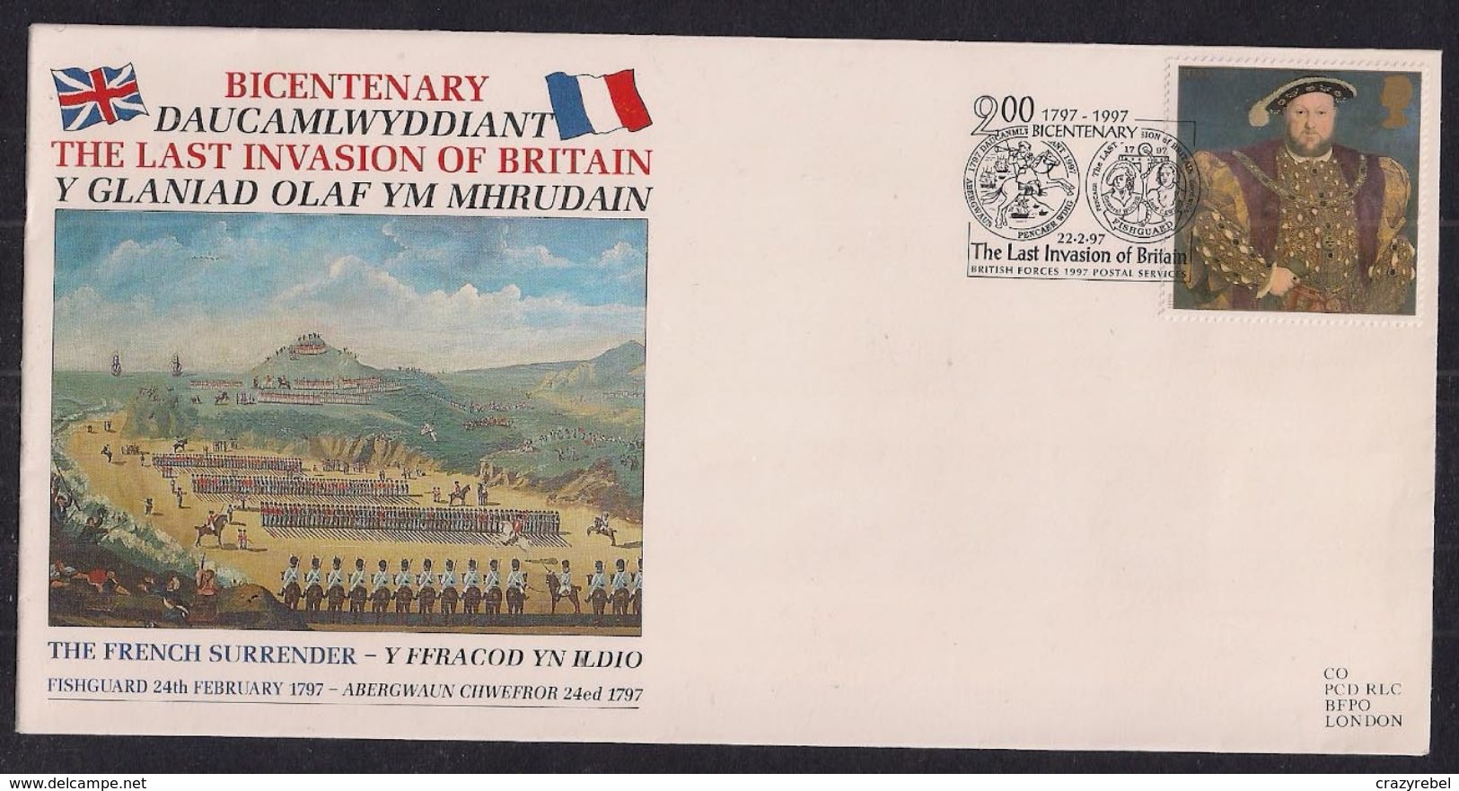 GB 1997 QE2 26p Stamp On Comm. Cover The Last Invasion Of Britain SHS  ( D1057 ) - Werbemarken, Vignetten