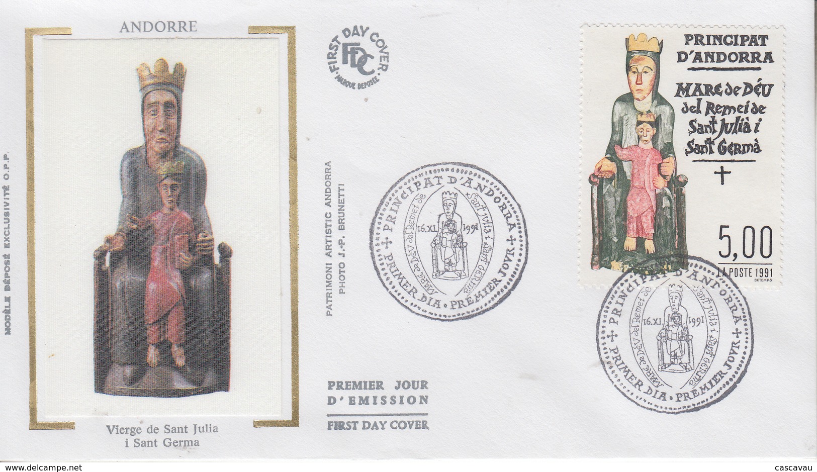 Enveloppe  FDC  1er  Jour   ANDORRE  ANDORRA   Vierge  De  Sant  Julia  I  SANT  GERMA    1991 - FDC