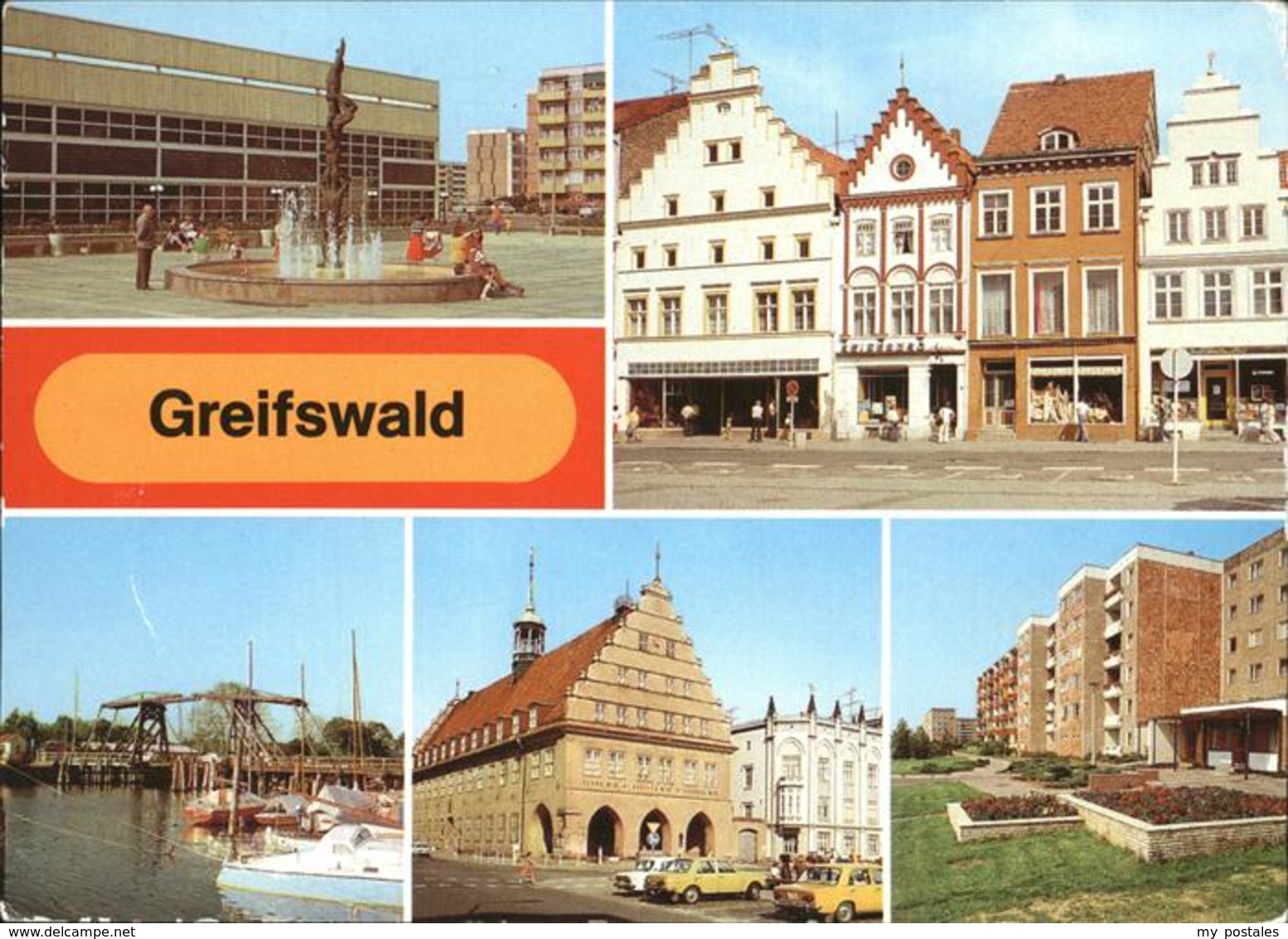 41236861 Greifswald Mecklenburg Vorpommern Plattenbau Brunnen Wiecker Bruecke Gr - Greifswald