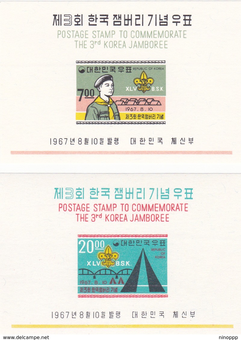 Korea Scott 580a-581a 1967 The 3rd Korean Scout Jamboree, Souvenir Sheet, Mint Never Hinged - Korea, South