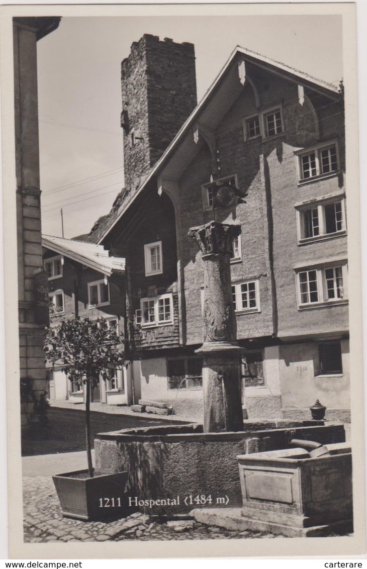 SUISSE,HELVETIA,SWISS,SCHWEIZ,SVIZZERA,switzerland ,URI,HOSPENTAL,FONTAINE,j Et D'eau Ancien,drapeau,rare - Hospental