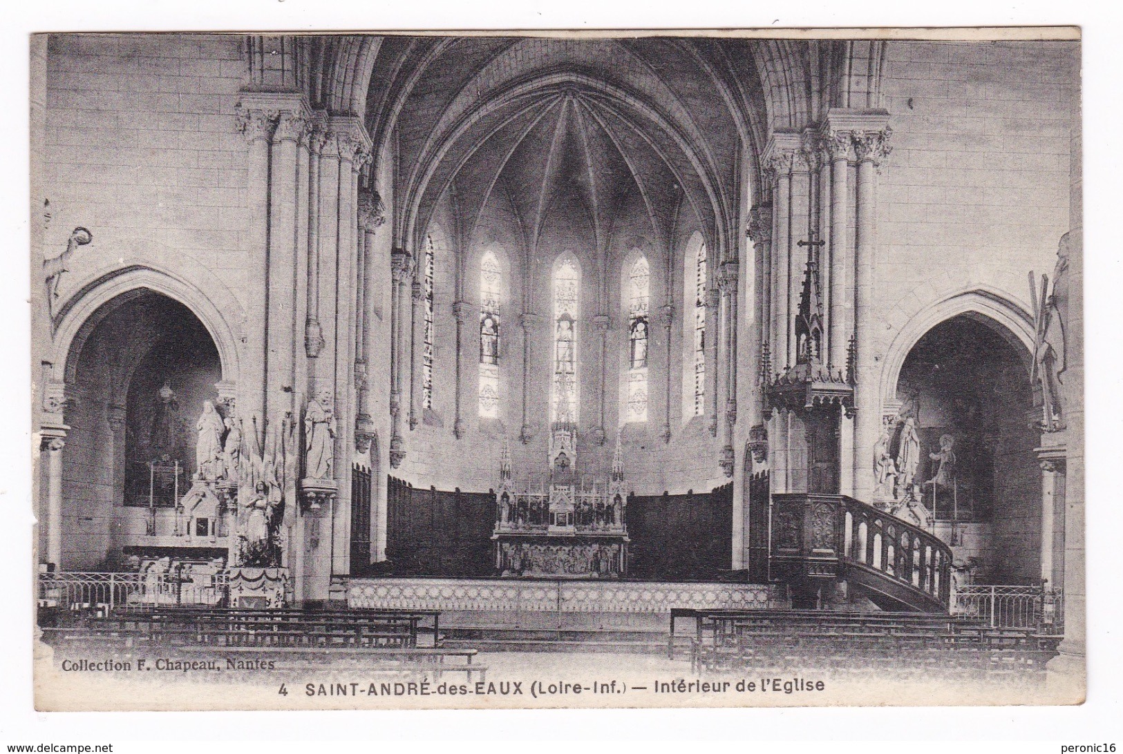 Jolie CPA Saint-André-des-Eaux (Loire-Atlantique), Intérieur De L'église - Autres & Non Classés
