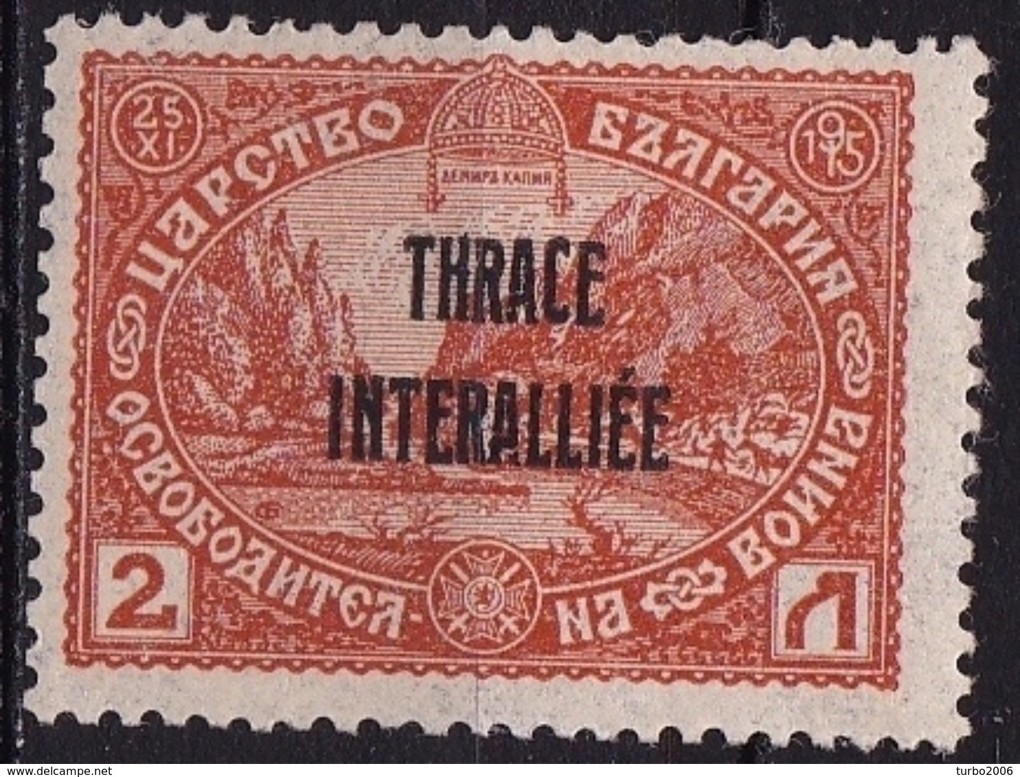 THRACE Interallied Administration 1919 2 Le Orange With Black Overprint Vl. 9 MH - Thrace