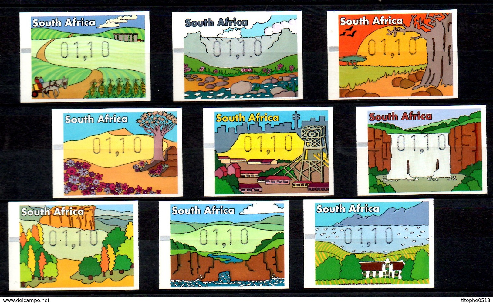 AFRIQUE DU SUD. Timbres De Distributeurs N°14 De 1998. Paysages. - Automatenmarken (Frama)