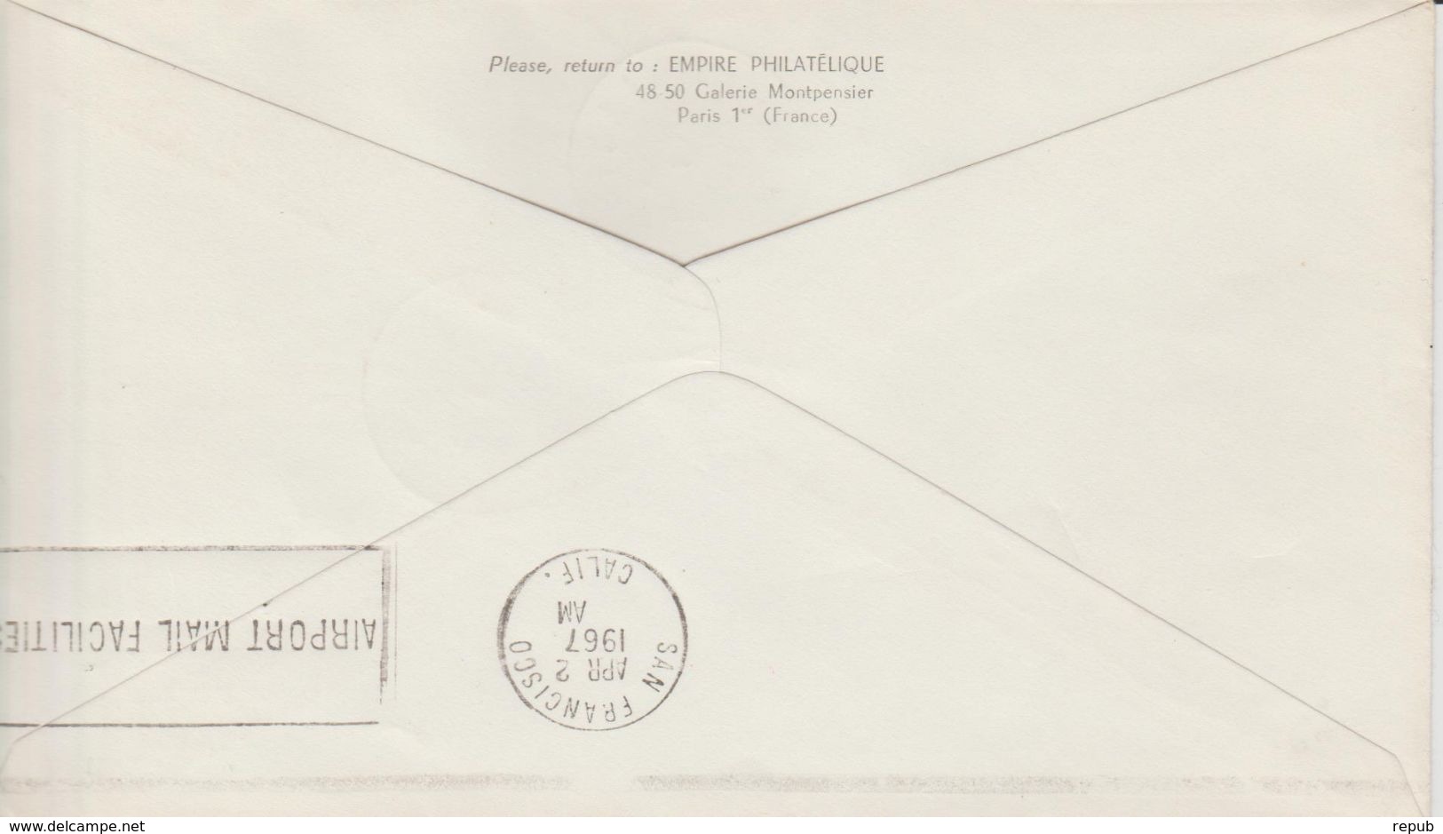 France 1967 Première Liaison Paris-New York-San Francisco - Erst- U. Sonderflugbriefe