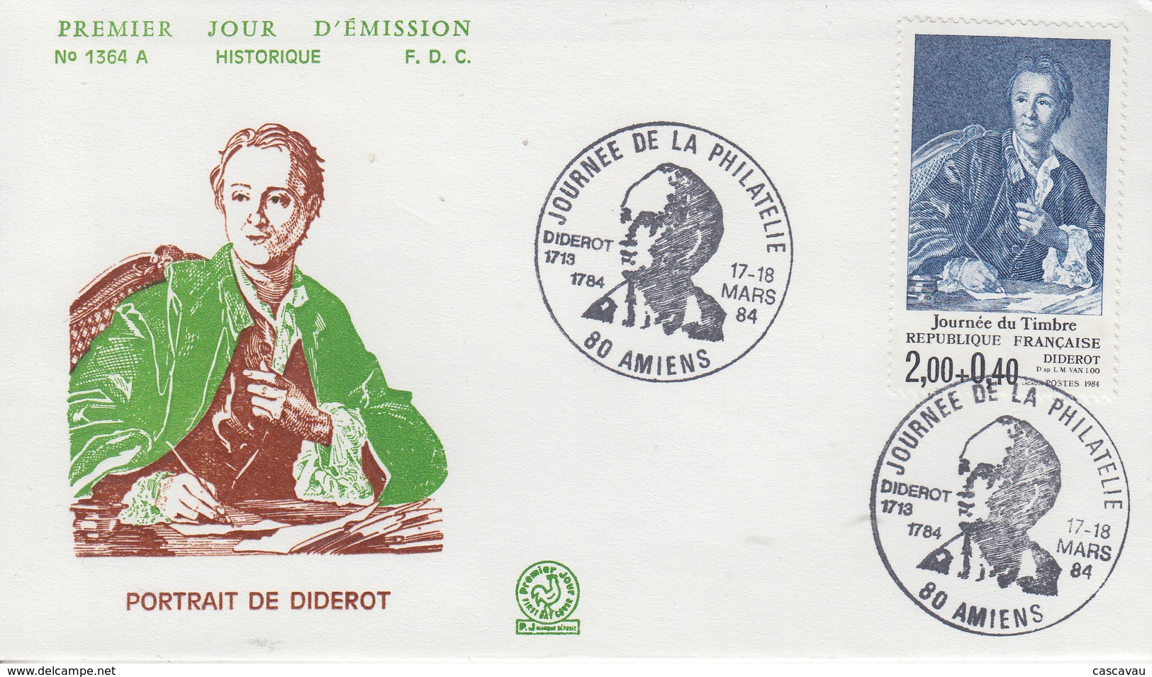 Enveloppe  FDC   1er   Jour   FRANCE    JOURNEE   DE  LA   PHILATELIE    AMIENS     1984 - 1980-1989