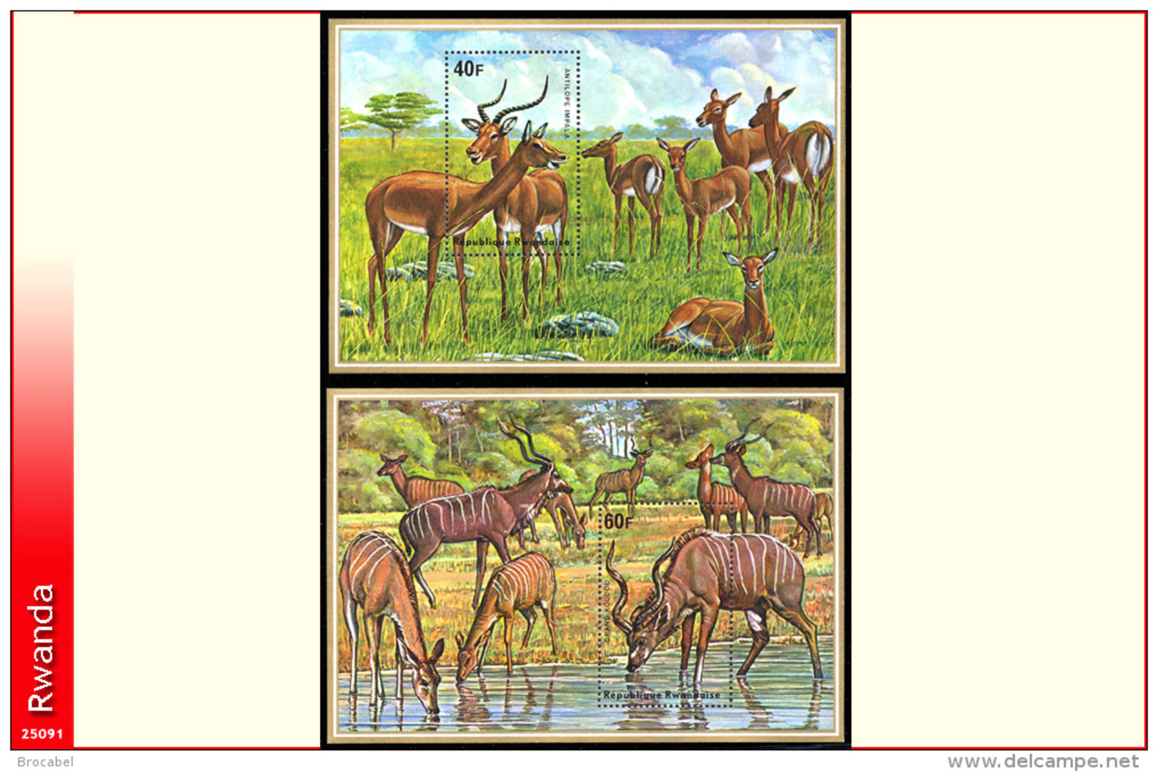 Rwanda BL 044/45**  Antilopes   MNH - Neufs