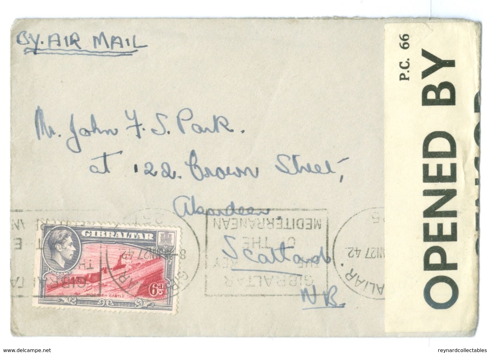 Gibraltar 1942 Airmail Censor Cover To UK Slogan Pmark, 1954 Royal Visit Cover - Gibraltar