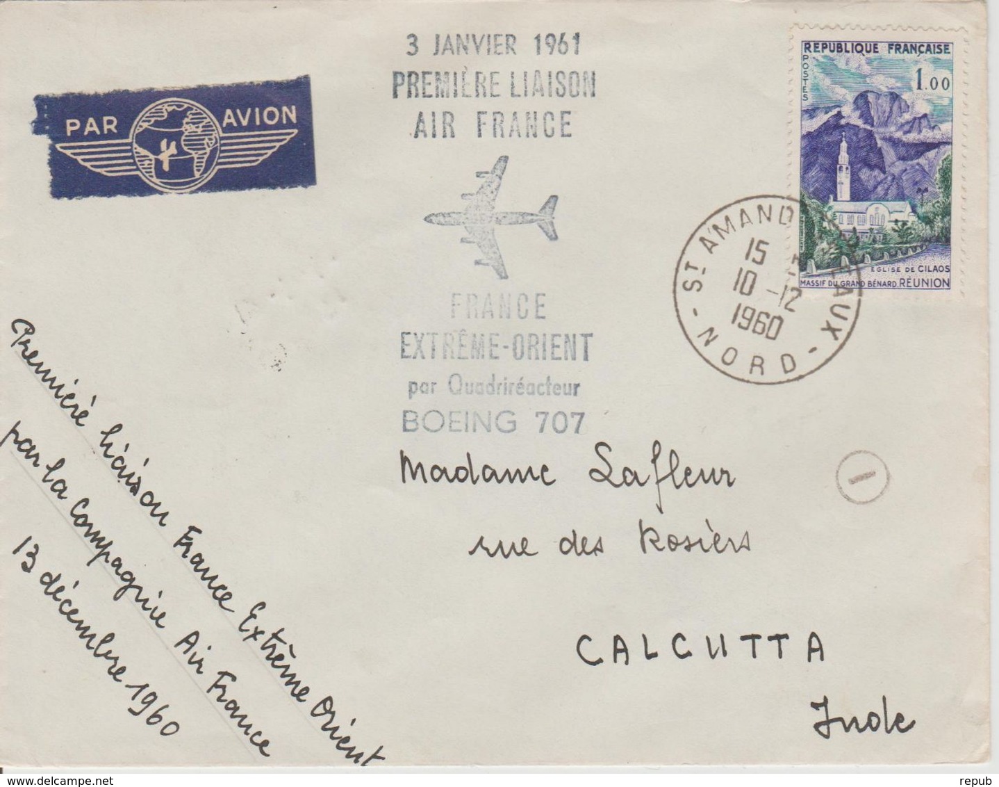 France 1960 Première Liaison France-Extreme Orient - Erst- U. Sonderflugbriefe