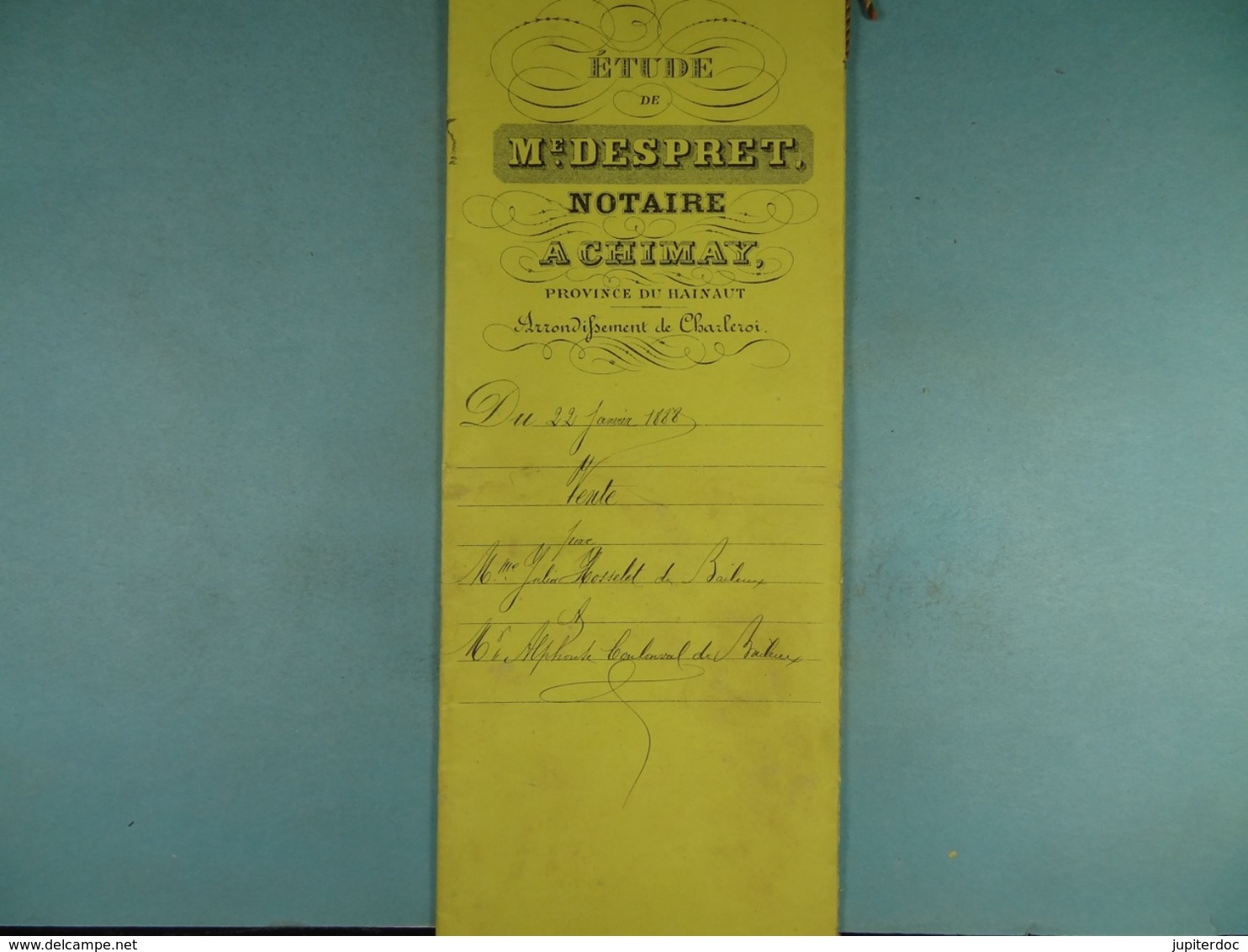 Acte Notarié 1888 Vente Par Hosselet De Baileux à Coulonval De Baileux /9/ - Manuscripts