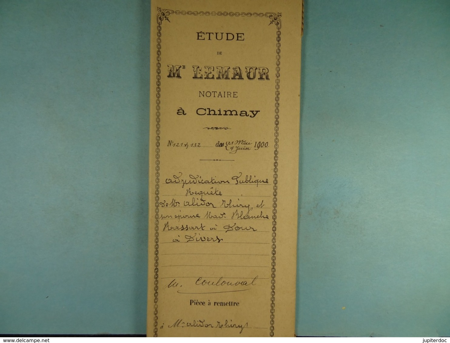 Acte Notarié 1900 Adjudication Publique Thiry Rassart à Dour à Divers /10/ - Manuscrits