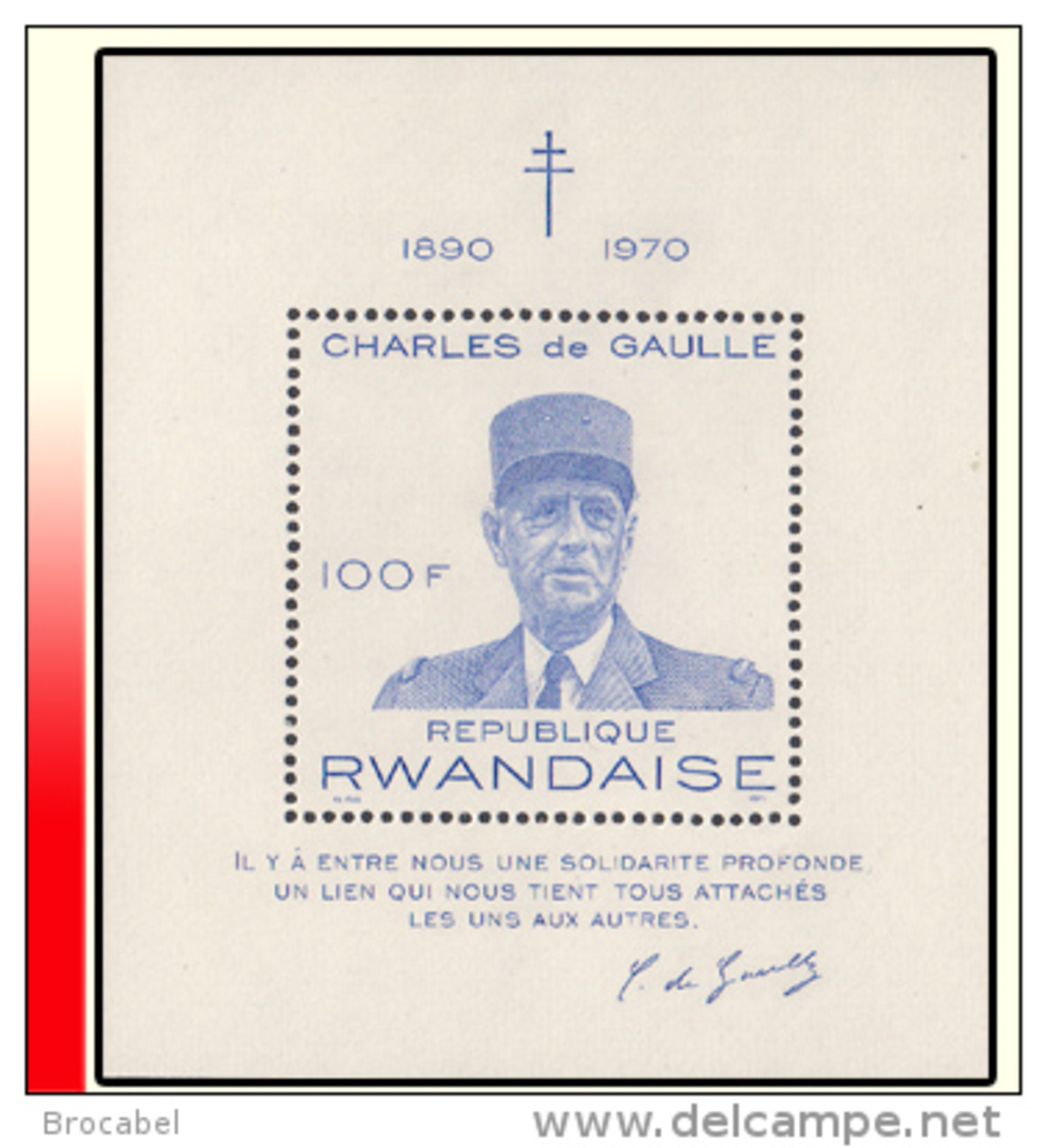 Rwanda BL 023**Général De Gaulle  MNH - Neufs
