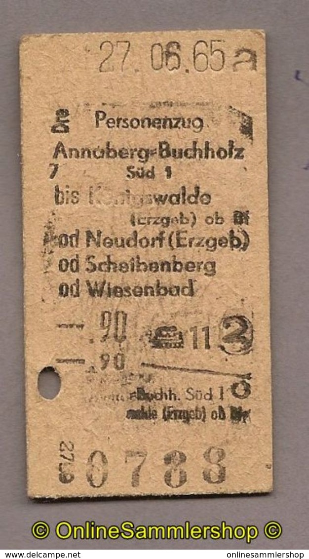 L07) Pappfahrkarte DR --> Annaberg Buchholz - Königswalde (1965) - Europe