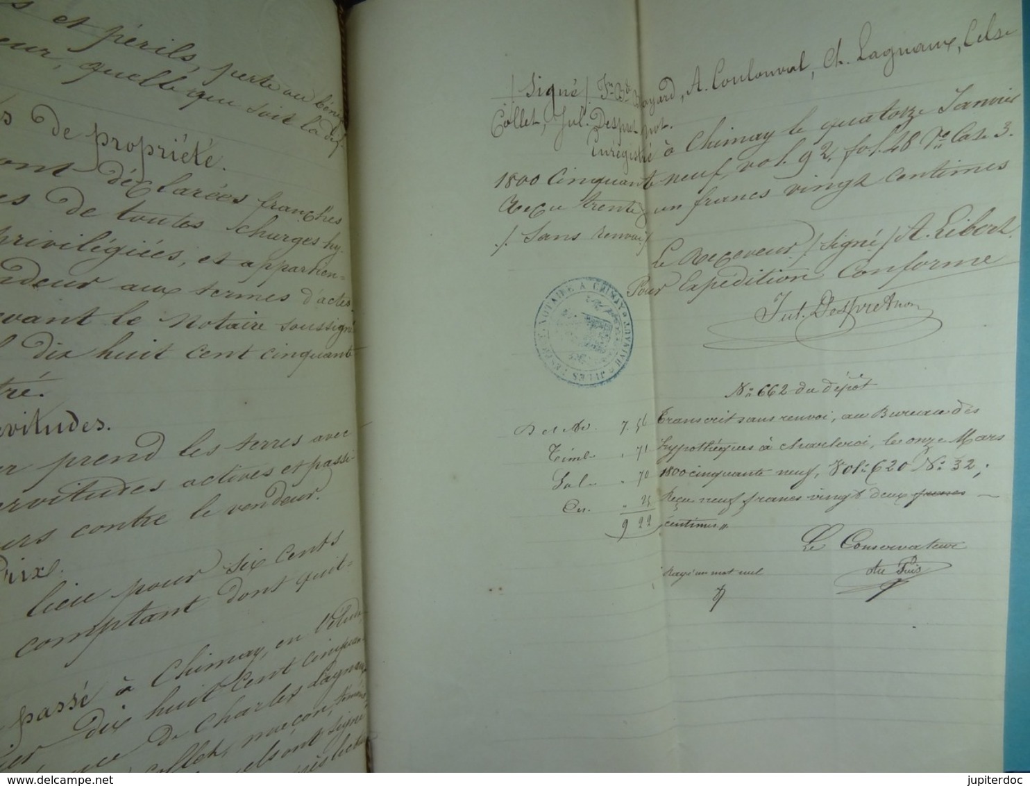 Acte Notarié 1859 Vente De Bayard De Bourlers à Coulonval De Vaulx /11/ - Manuscrits