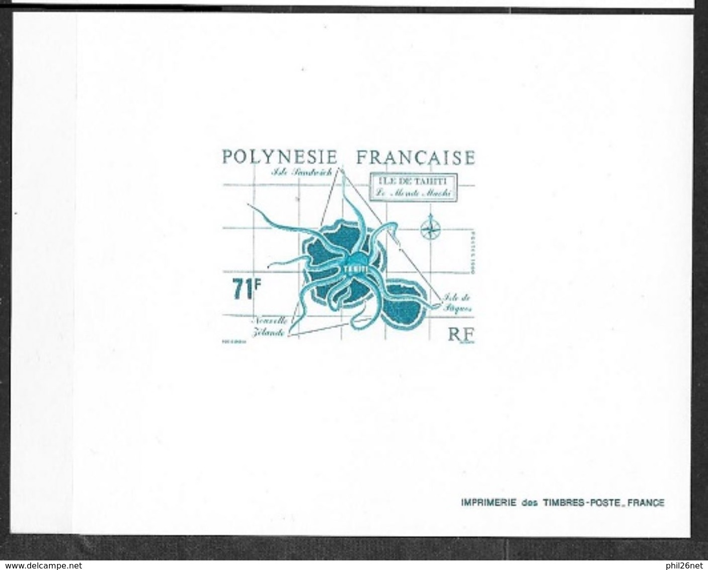 Polynésie Epreuve Imprimerie Des Timbres Postes  Du N°357 Ile De Tahiti Et Céphalopode   TB    ............ - Sin Dentar, Pruebas De Impresión Y Variedades