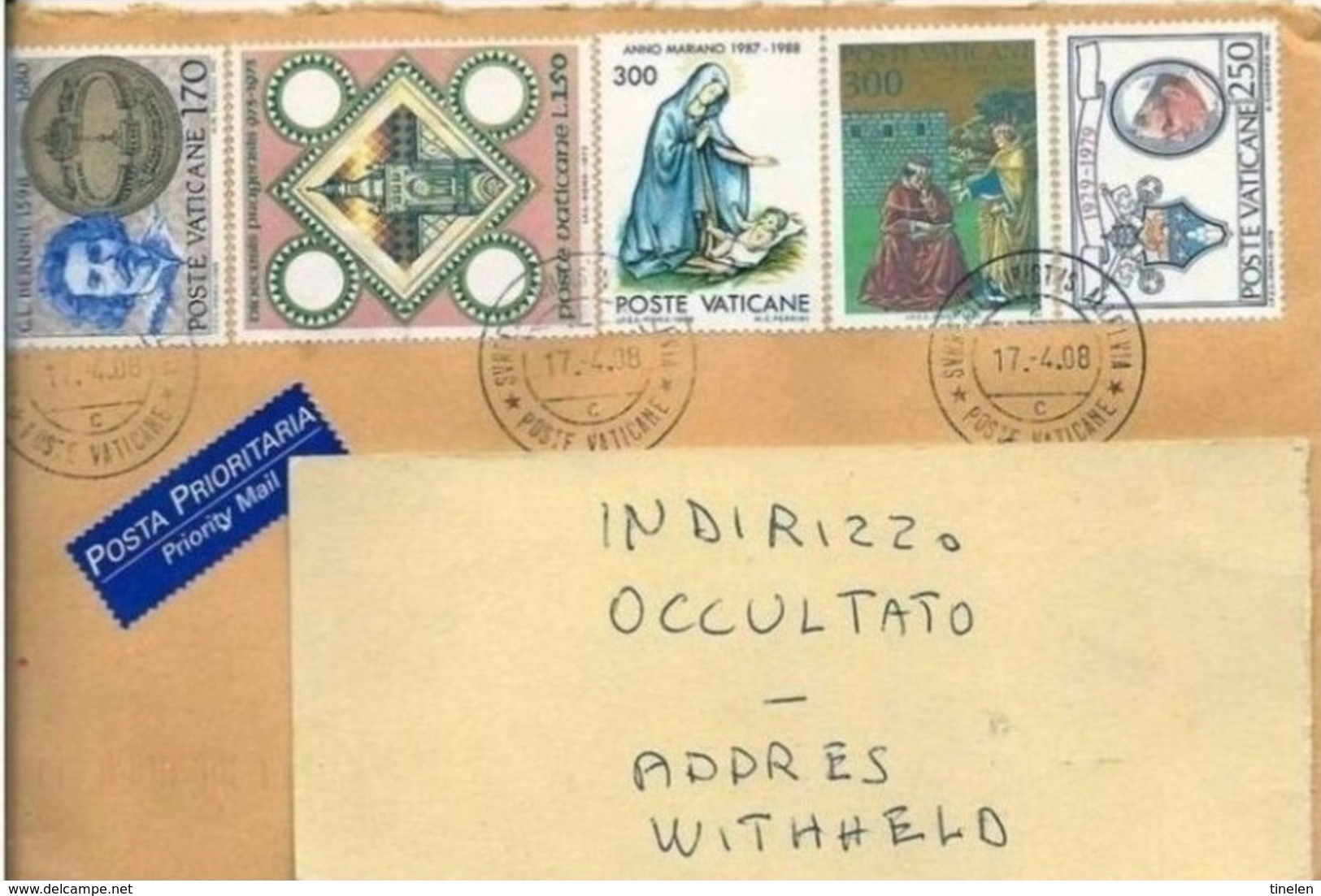 VATICANO - 17 4 2008 LETTERA AFFRANCATURA MISTA - Storia Postale