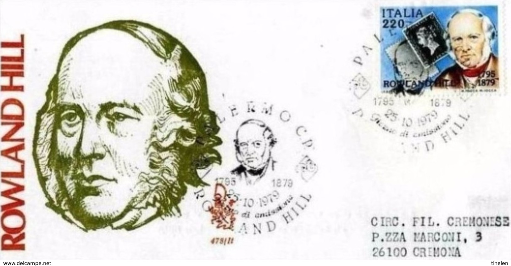 ITALIA - 1979 FDC VENETIA  VIAGGIATA " 100°MORTE SIR R HILL - Rowland Hill