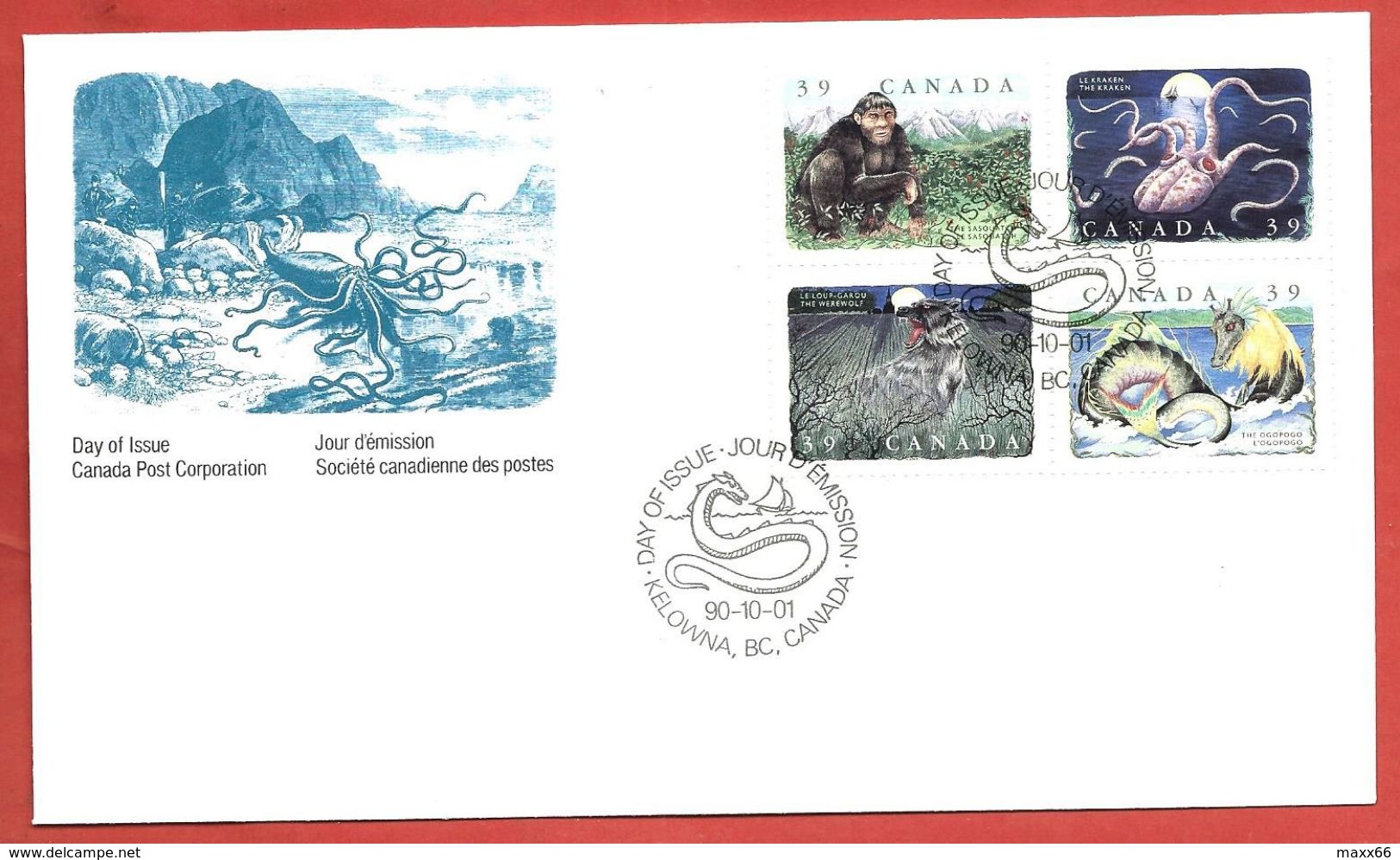 CANADA PRESENTATION PACK FDC - 1990 LEGENDARY CREATURES - Creatures Legendaires - With FDC - FOLDER - Commemorative Covers