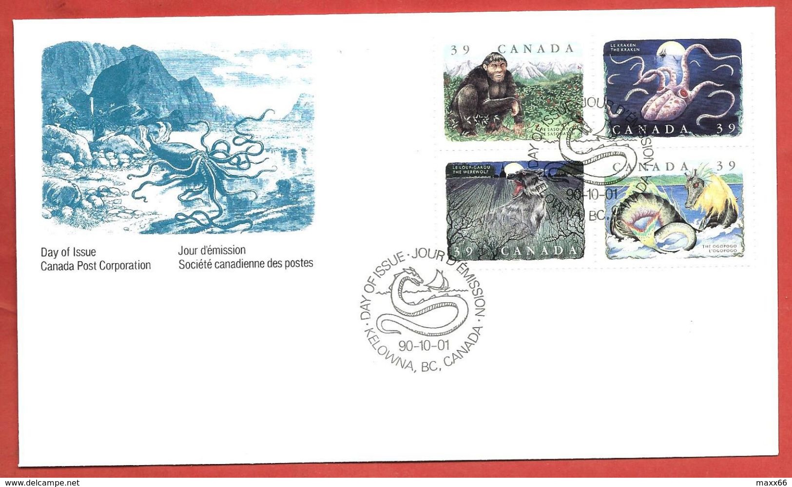 CANADA PRESENTATION PACK FDC - 1990 LEGENDARY CREATURES - Creatures Legendaires - With FDC - FOLDER - HerdenkingsOmslagen