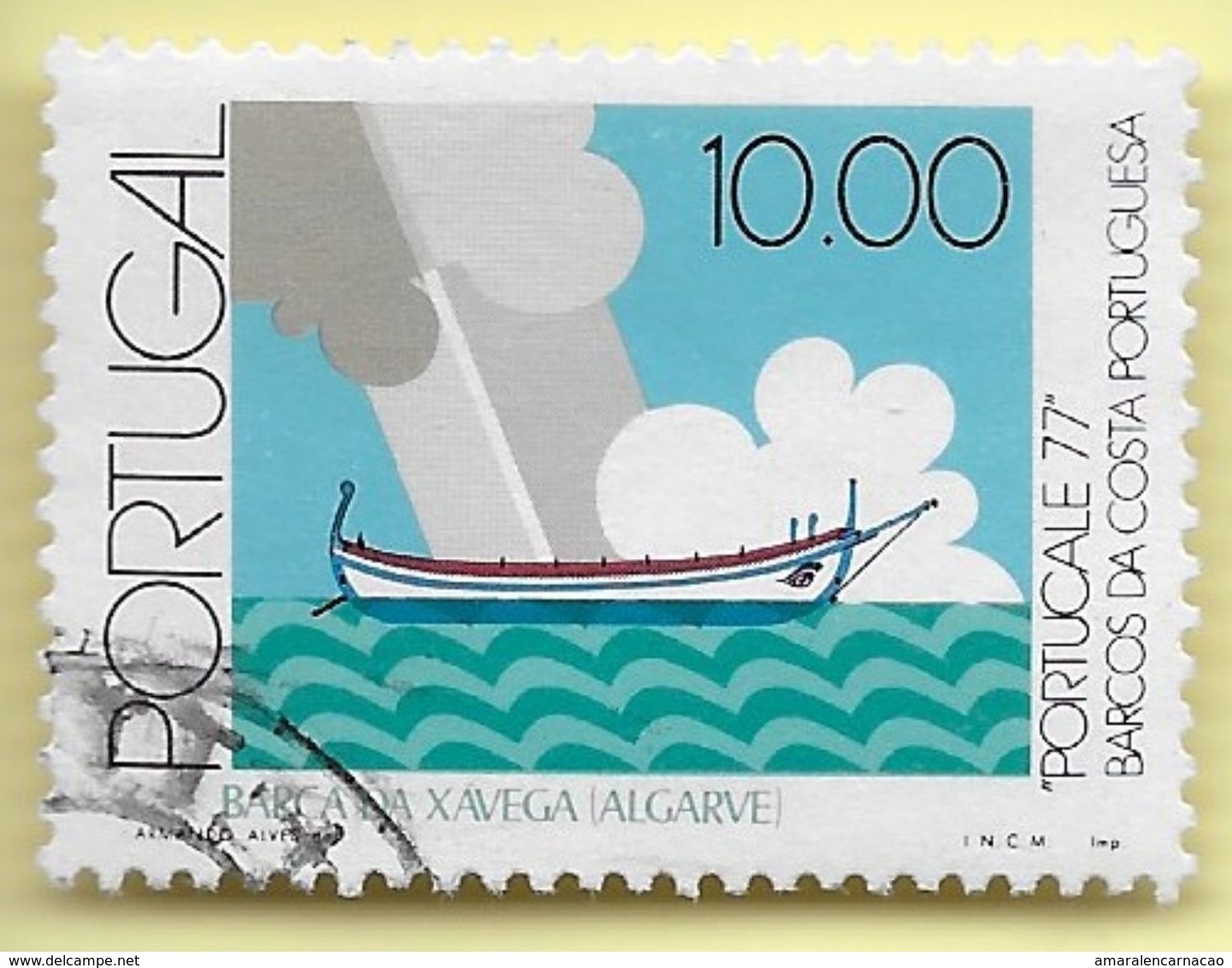 TIMBRES - STAMPS - PORTUGAL - 1977 - BATEAUX COAST PORTUGAIS - BATEAU DE XAVEGA - ALGARVE - TIMBRE OBLITÉRÉ - Oblitérés