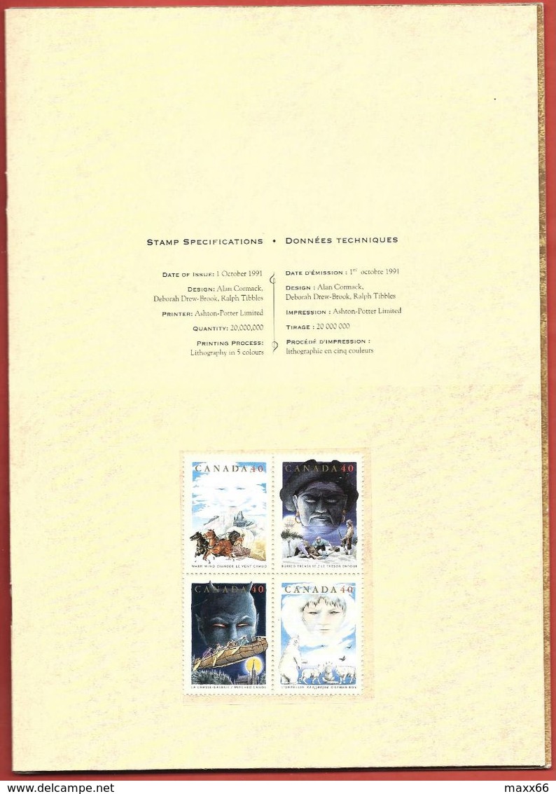 CANADA PRESENTATION PACK FDC - 1991 FOLKTALES - Contes Populaires - With FDC - FOLDER - Commemorativi