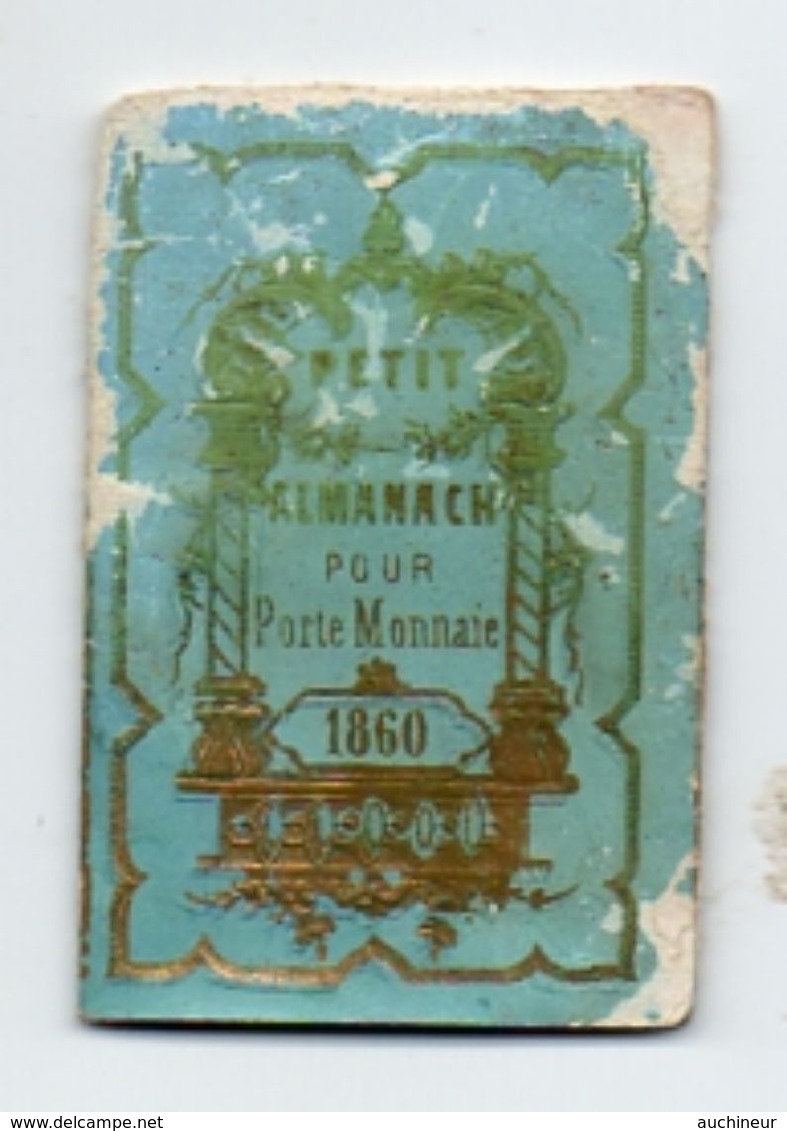 RARE Calendrier De Poche 1860, Petit Almanach Paris Dubois Trianon 4,1 X 6,1 Cm (en L'état - Tamaño Pequeño : ...-1900