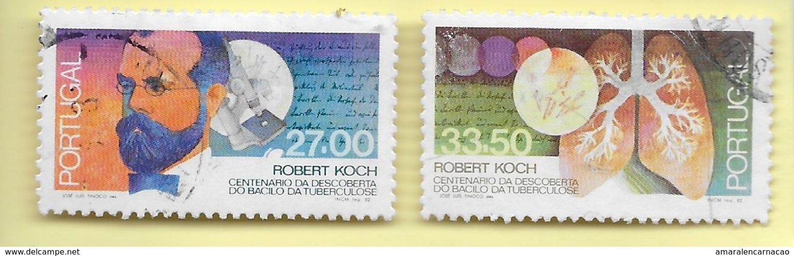 TIMBRES - STAMPS - PORTUGAL  - 1982 - ROBERT KOCH  - SÉRIE DE TIMBRES OBLITÉRÉS - Oblitérés