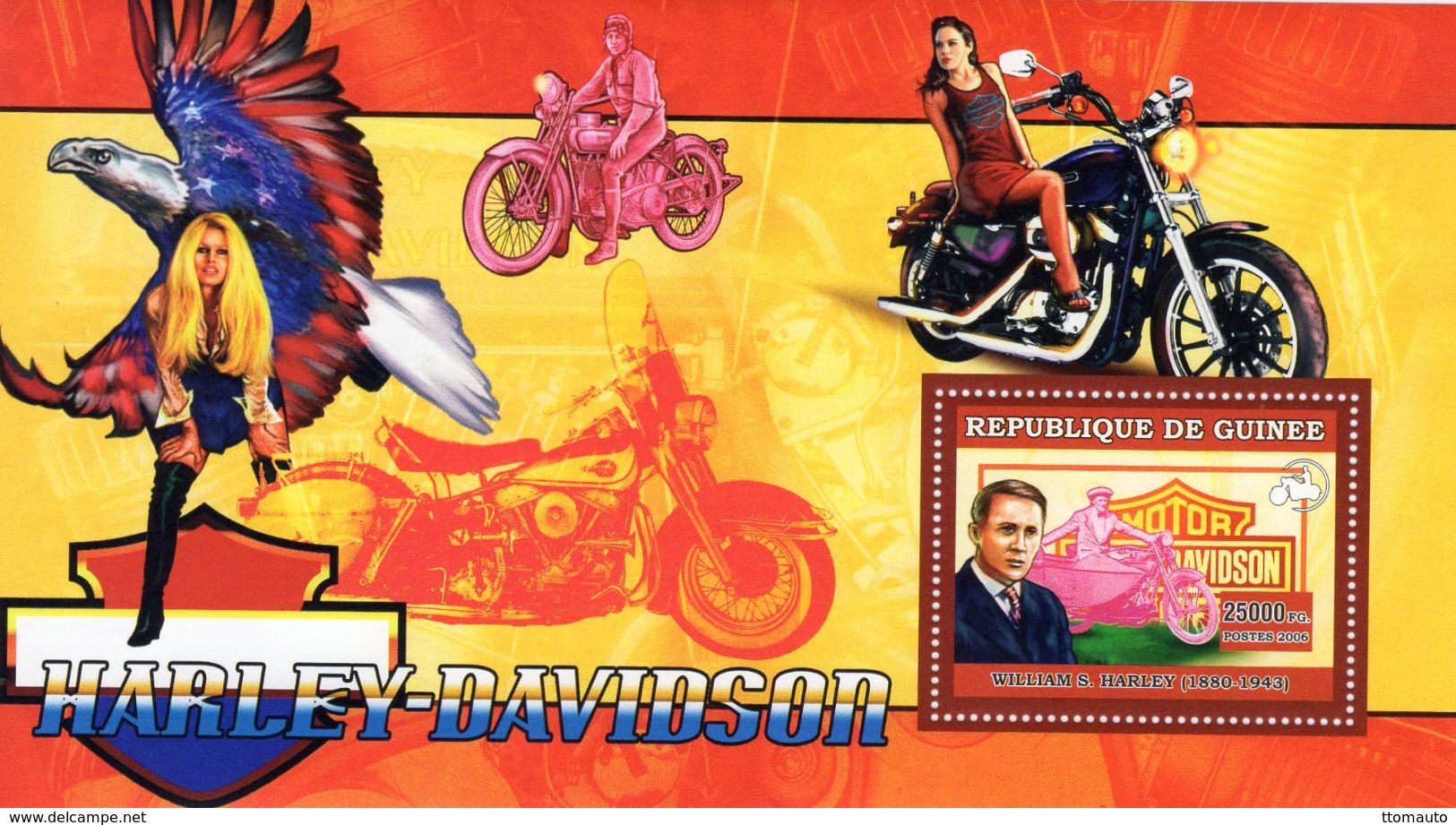 Guinée  -  Harley-Davidson Motorcycles  -  William S.Harley    -  1v Sheet Neuf/Mint MNH - Motos