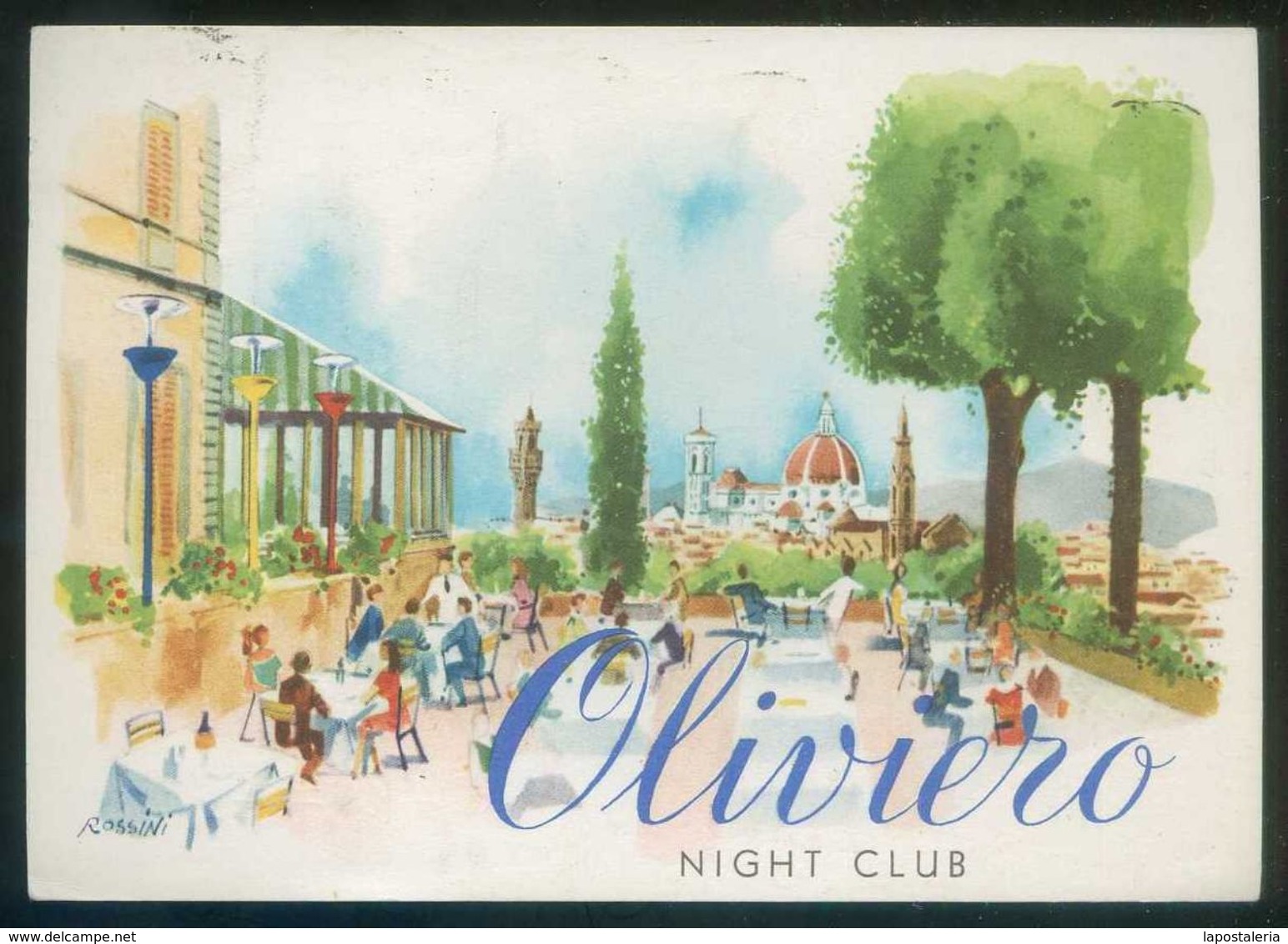 Italia. Firenze. *Oliviero. Night Club* Art: Rossini. Circulada 1959. - Otros & Sin Clasificación