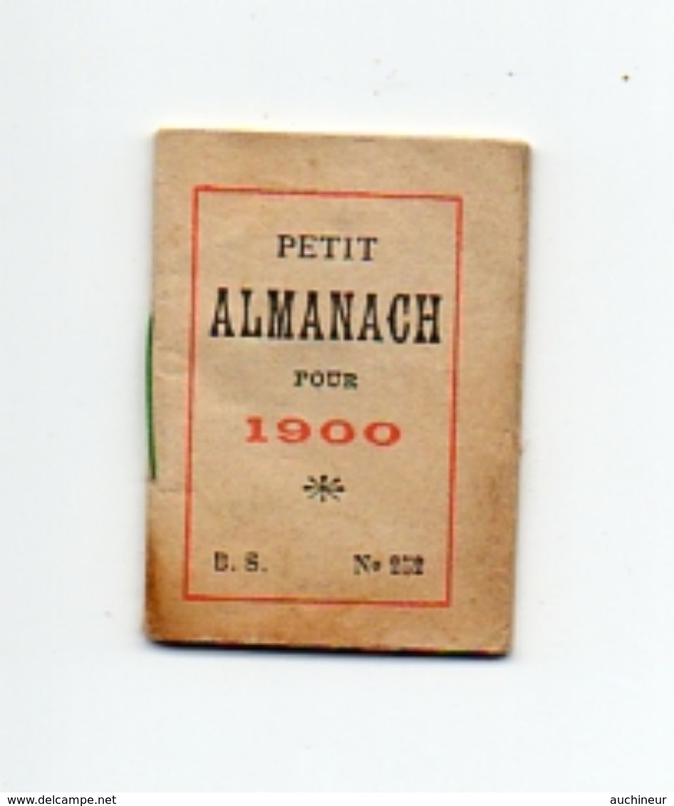 Calendrier De Poche 1900, Petit Almanach 3 X 4,2 Cm - Petit Format : ...-1900