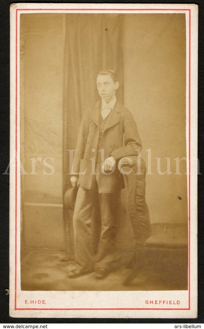 Photo-carte De Visite / CDV / Photographer E. Hide / Sheffield / England / Young Man / Jeune Homme - Anciennes (Av. 1900)
