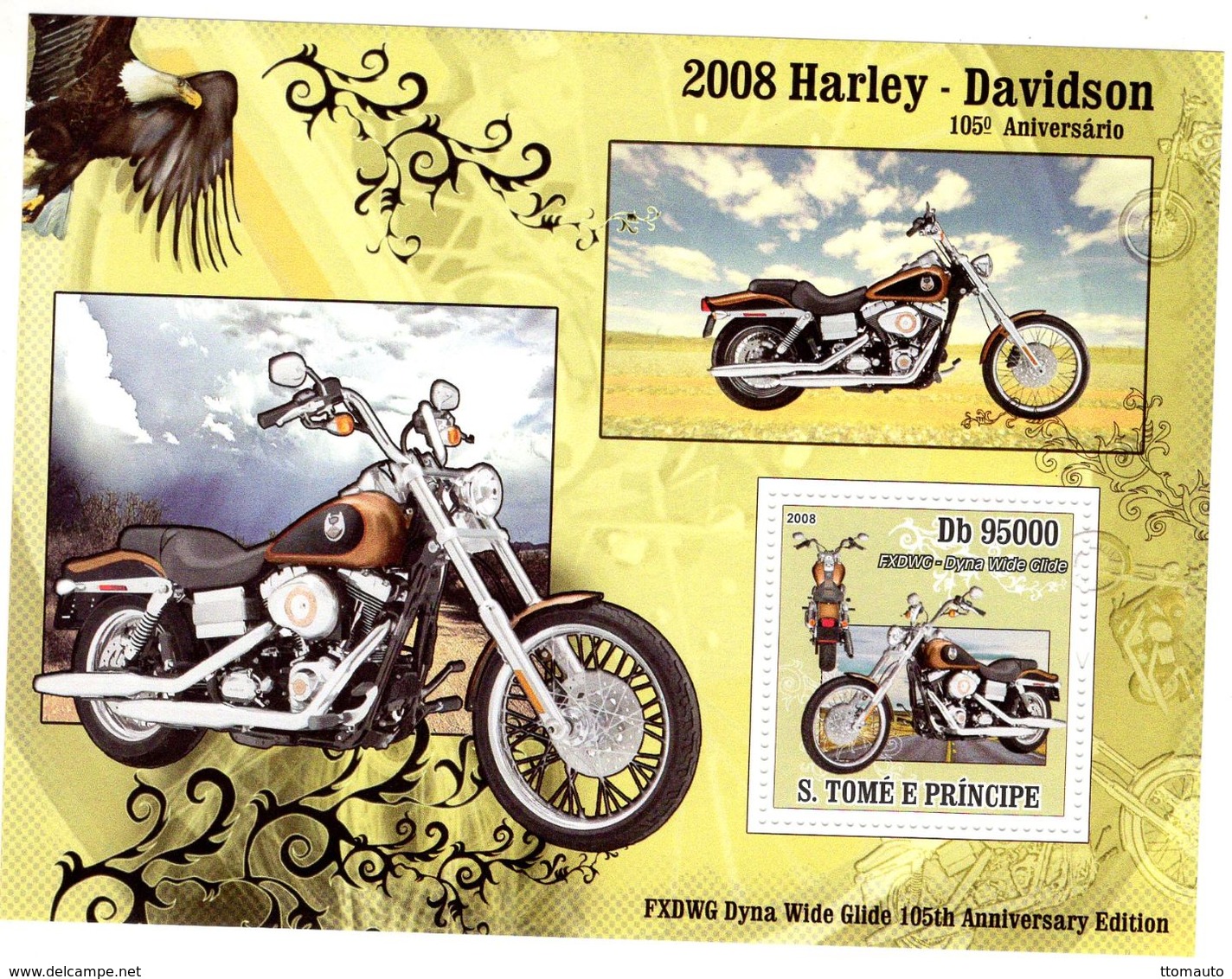 S.Tomé E Principe  -  Harley-Davidson Motorcycles  -  105e Anniversaire    -  1v Sheet Neuf/Mint MNH - Motos